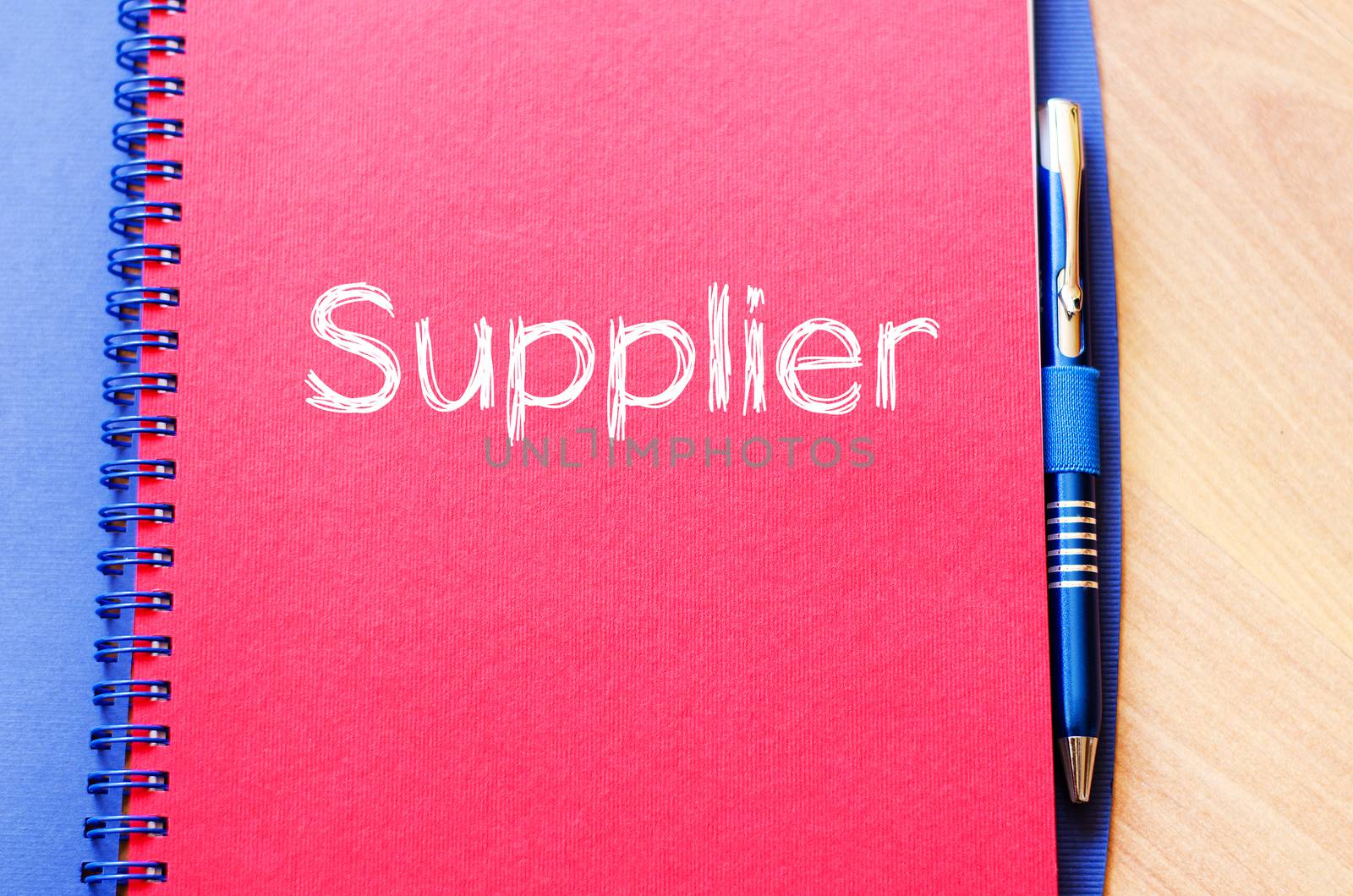 Supplier text concept write on notebook with pen