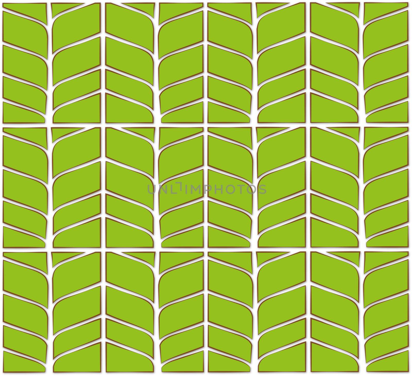 abstract background or textile green pattern of stylized leaves of trees