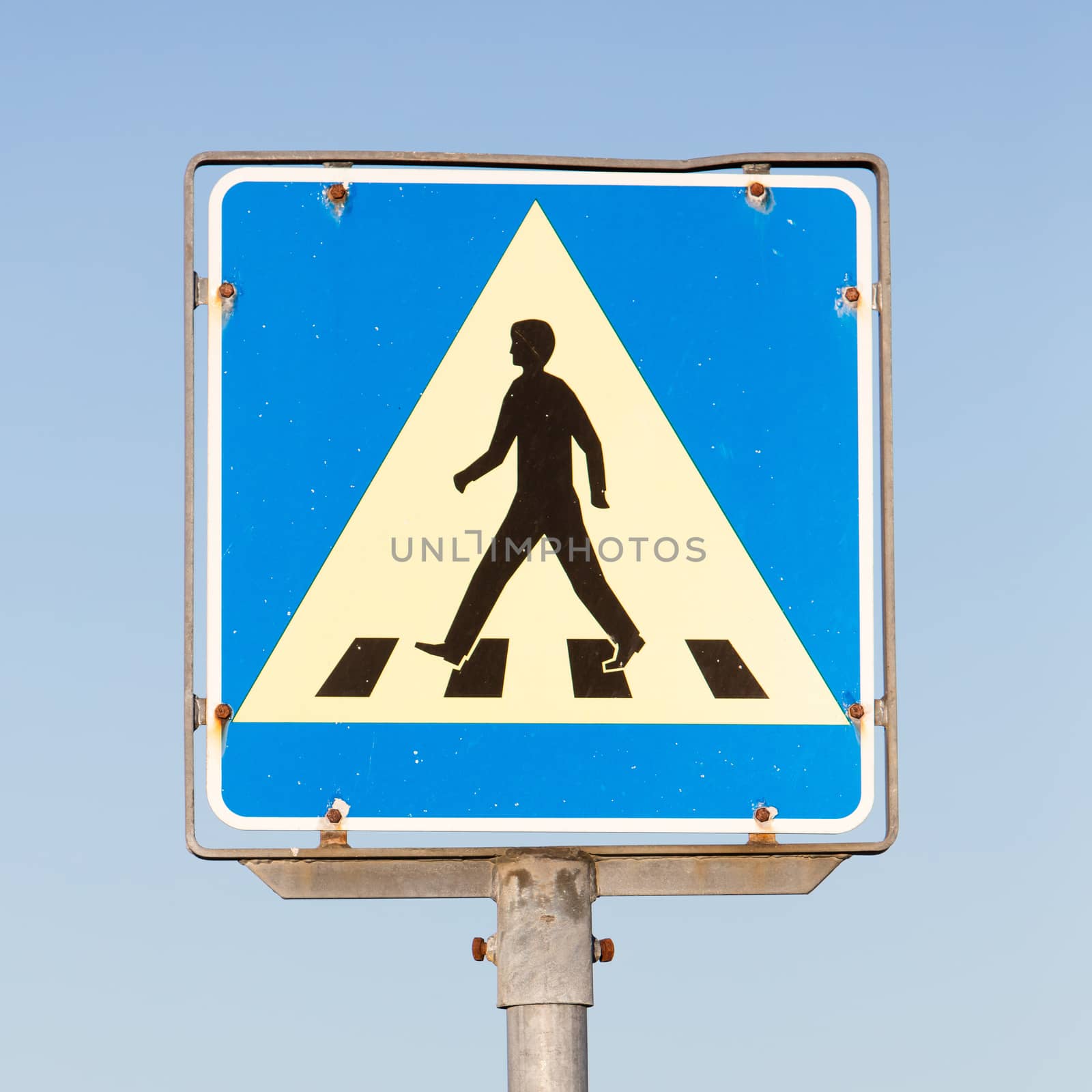 Vintage pedestrian transit traffic sign in Iceland