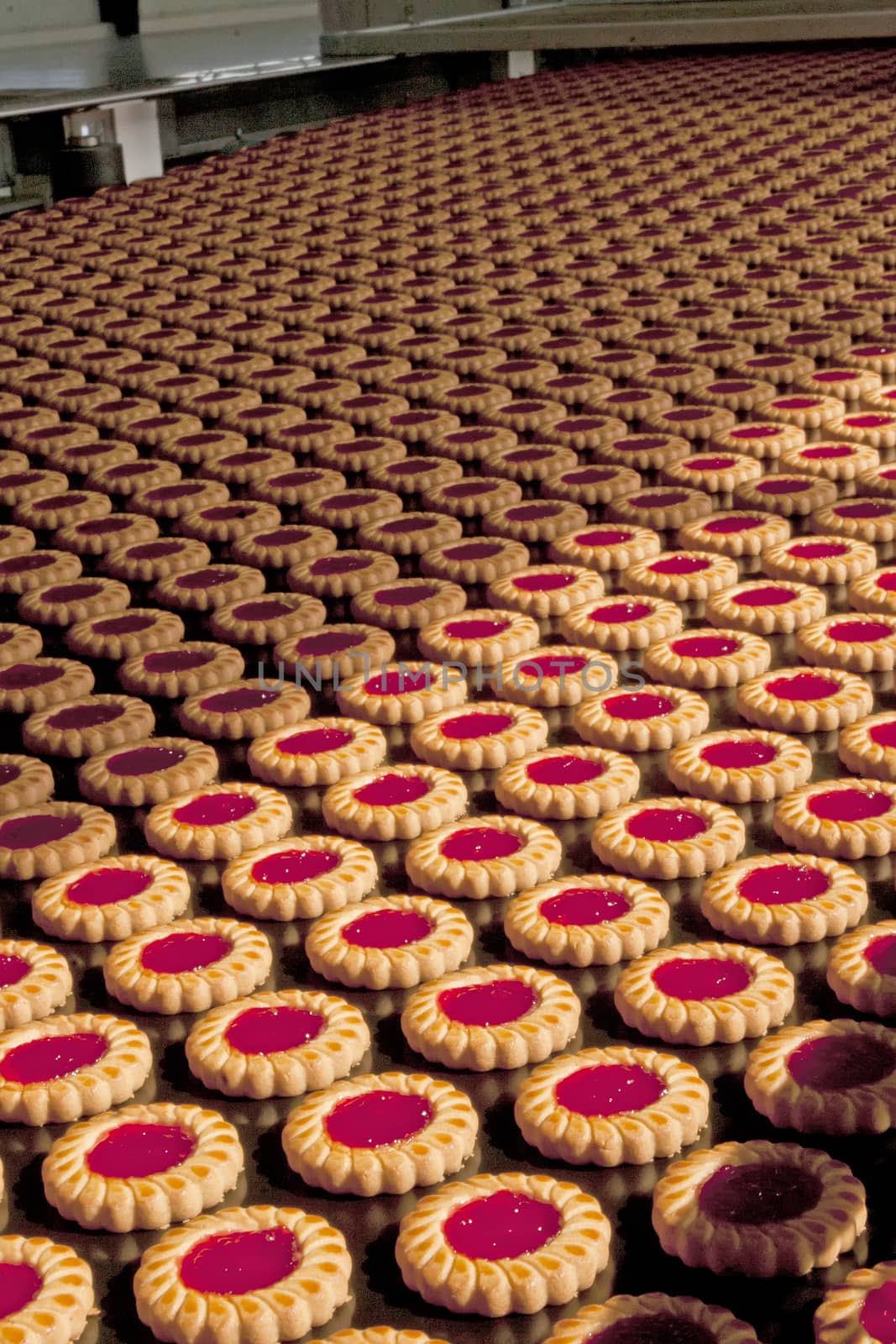 Production of cookies on conveyor