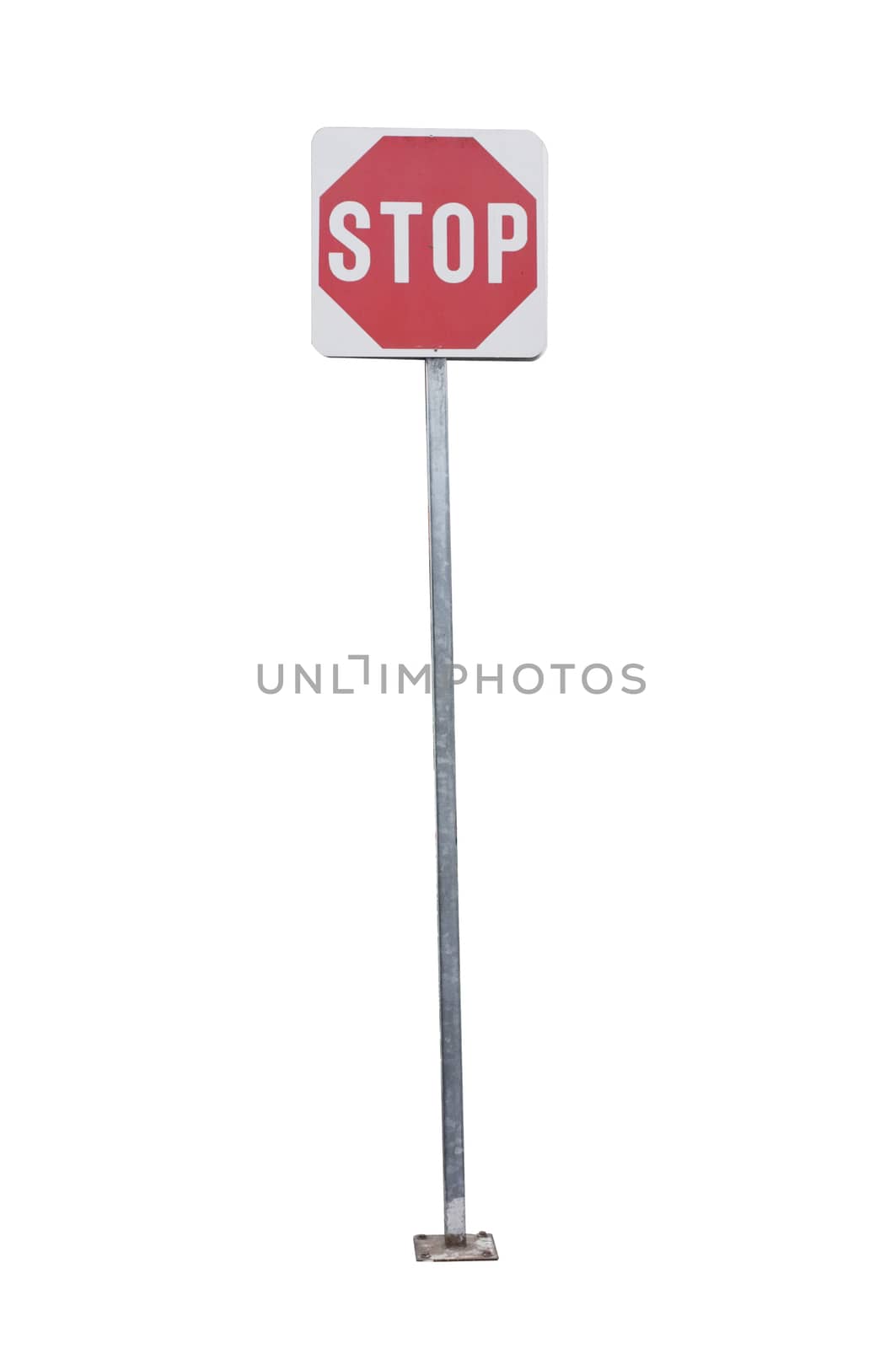 Street stop sign isolated on white background