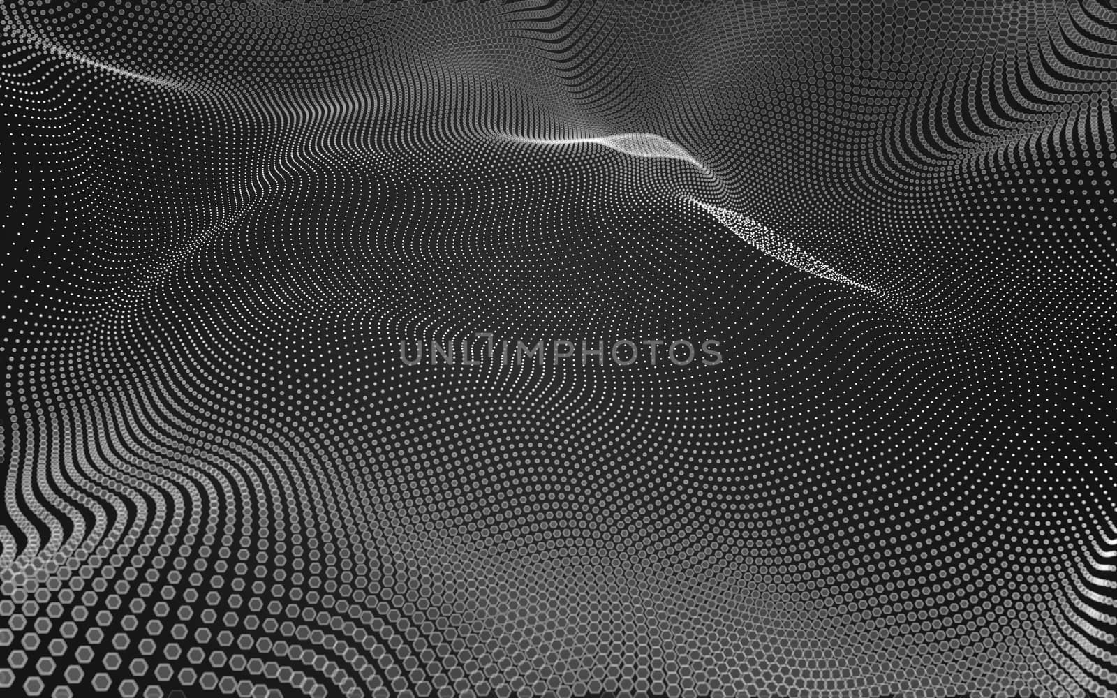 Abstract polygonal space low poly dark background with connecting dots and lines. Connection structure. 3d rendering