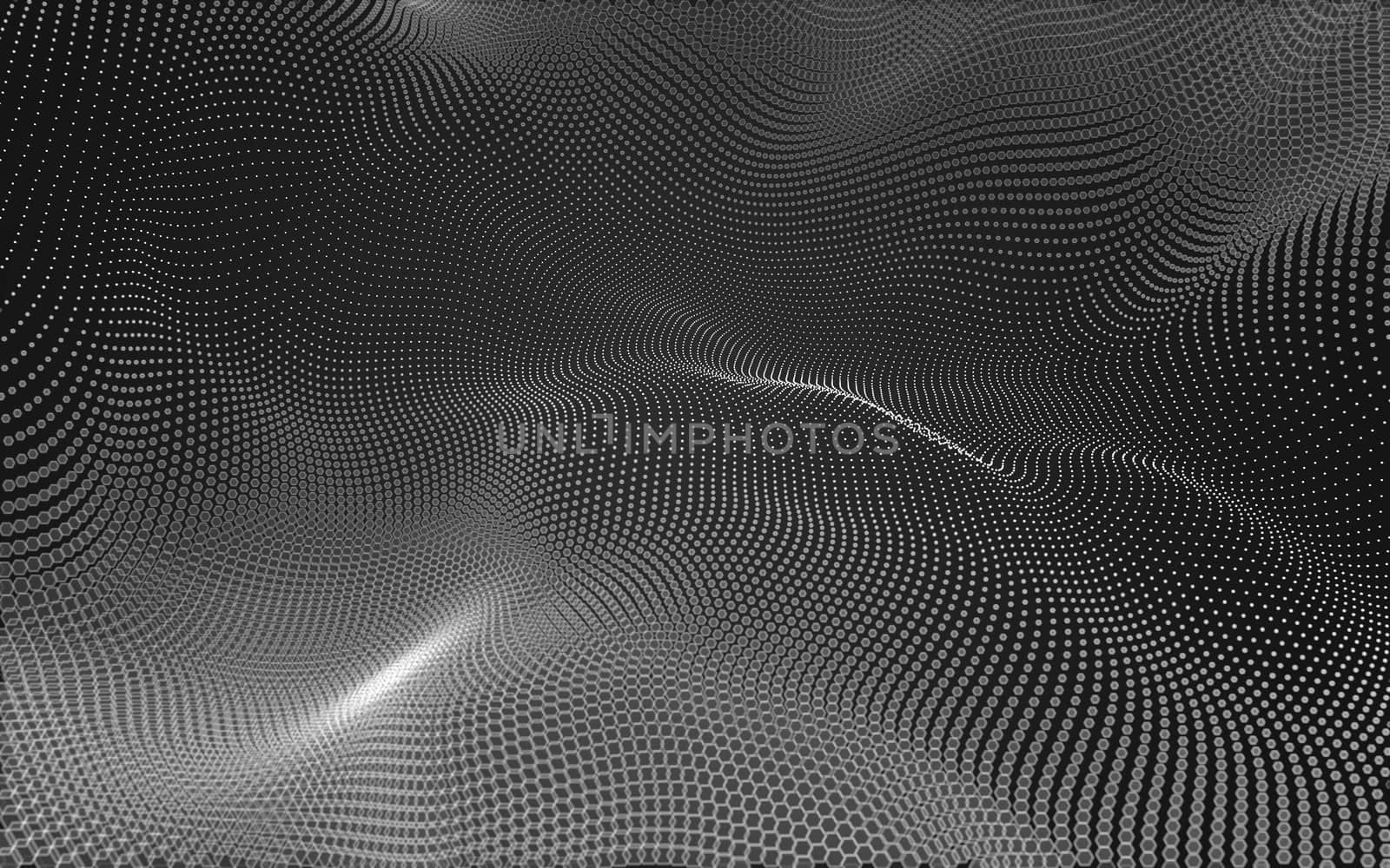 Abstract polygonal space low poly dark background with connecting dots and lines. Connection structure. 3d rendering