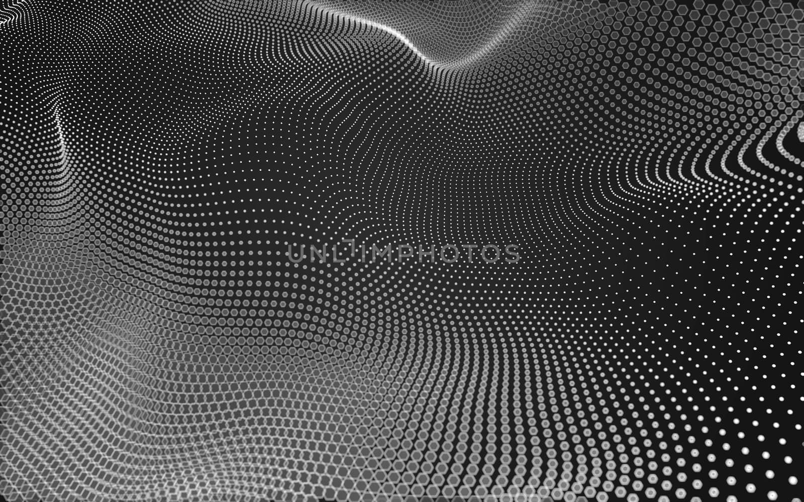 Abstract polygonal space low poly dark background with connecting dots and lines. Connection structure. 3d rendering