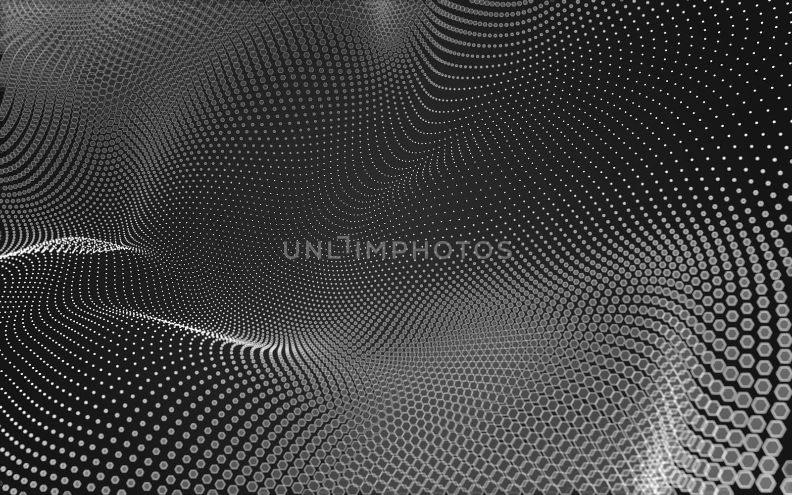 Abstract polygonal space low poly dark background with connecting dots and lines. Connection structure. 3d rendering