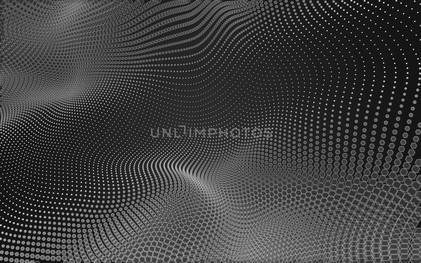 Abstract polygonal space low poly dark background with connecting dots and lines. Connection structure. 3d rendering