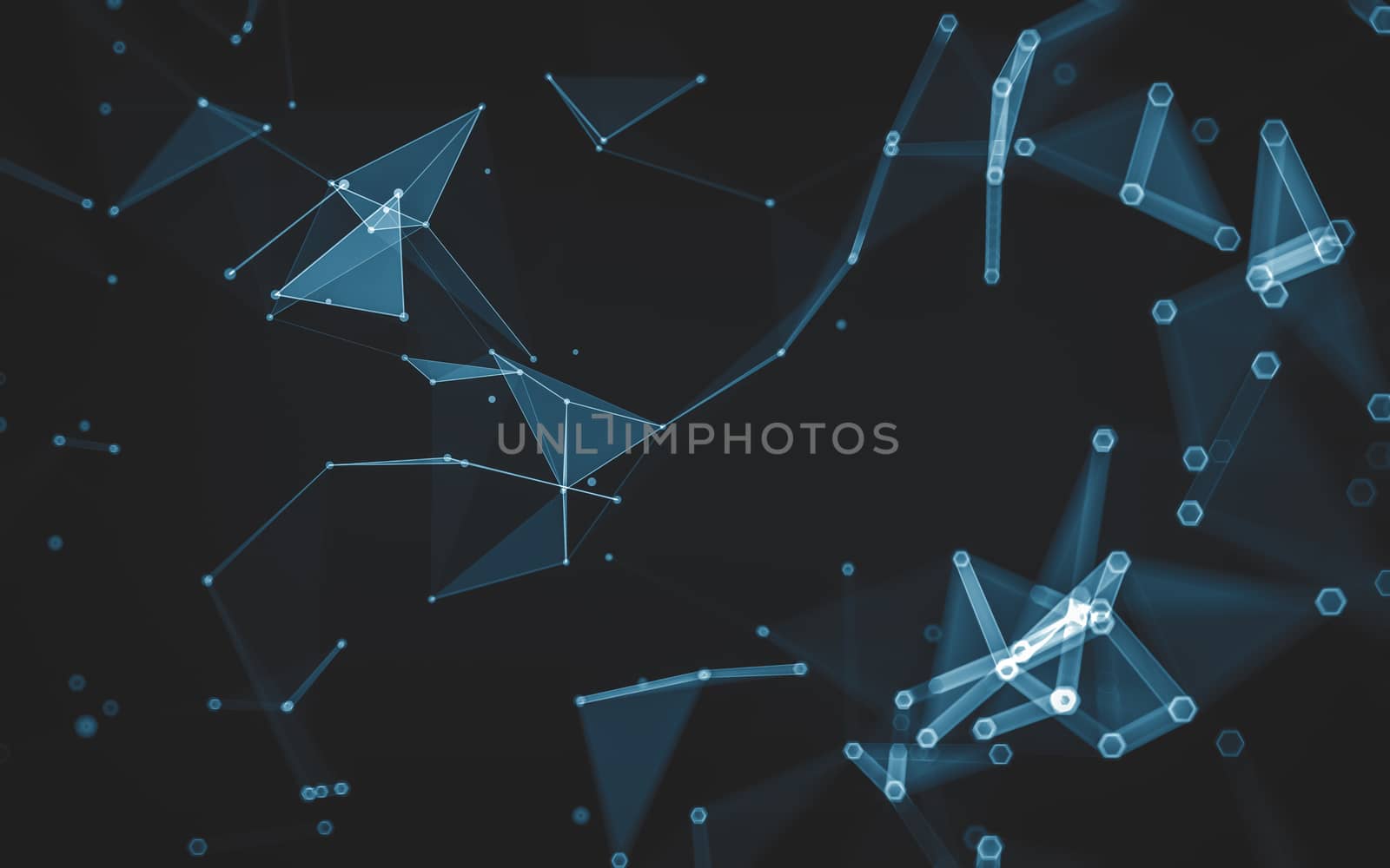 Abstract polygonal space low poly dark background with connecting dots and lines. Connection structure. 3d rendering