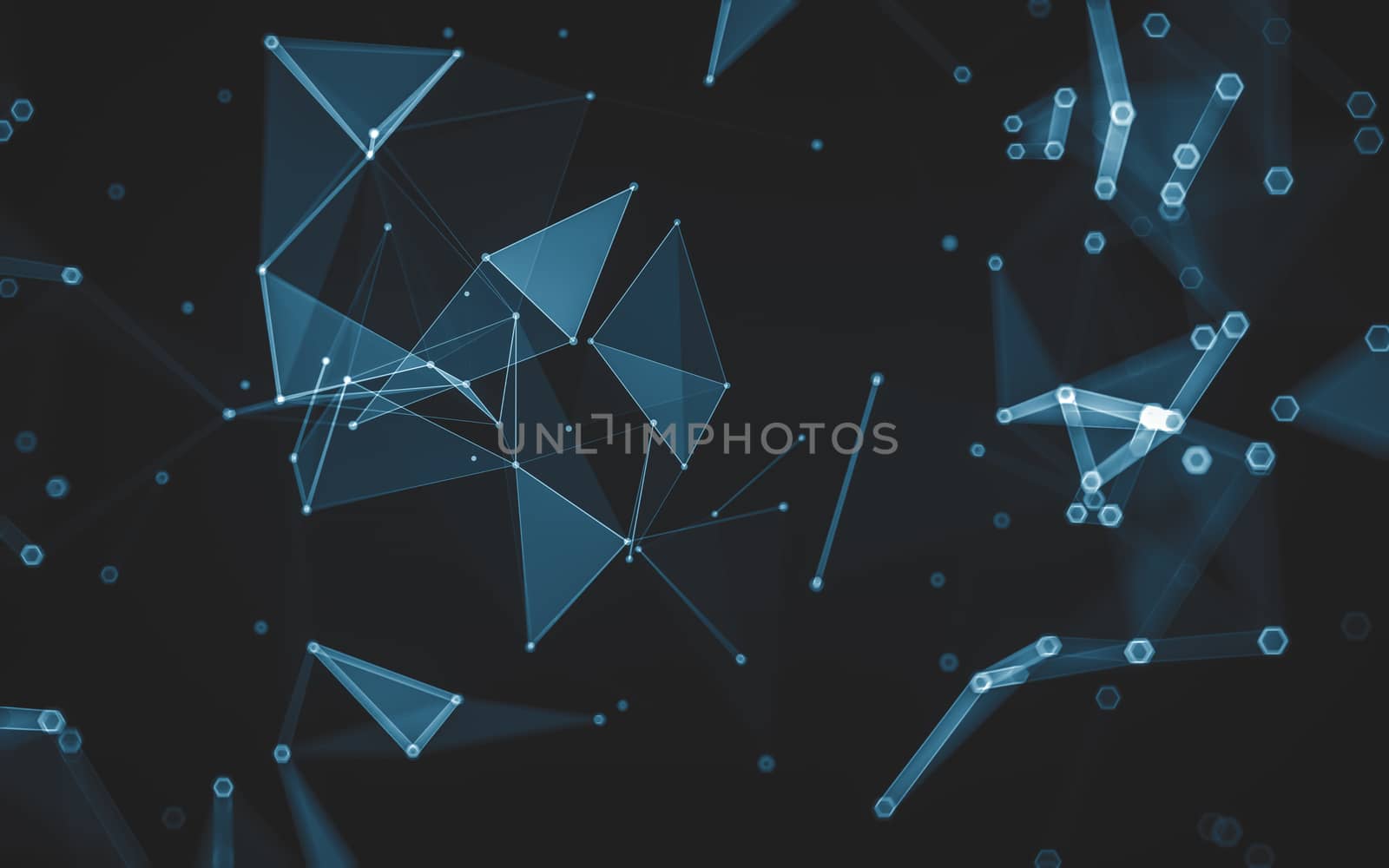 Abstract polygonal space low poly dark background with connecting dots and lines. Connection structure. 3d rendering