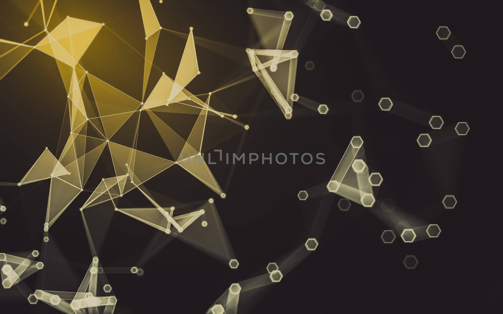 Abstract polygonal space low poly dark background with connecting dots and lines. Connection structure. 3d rendering