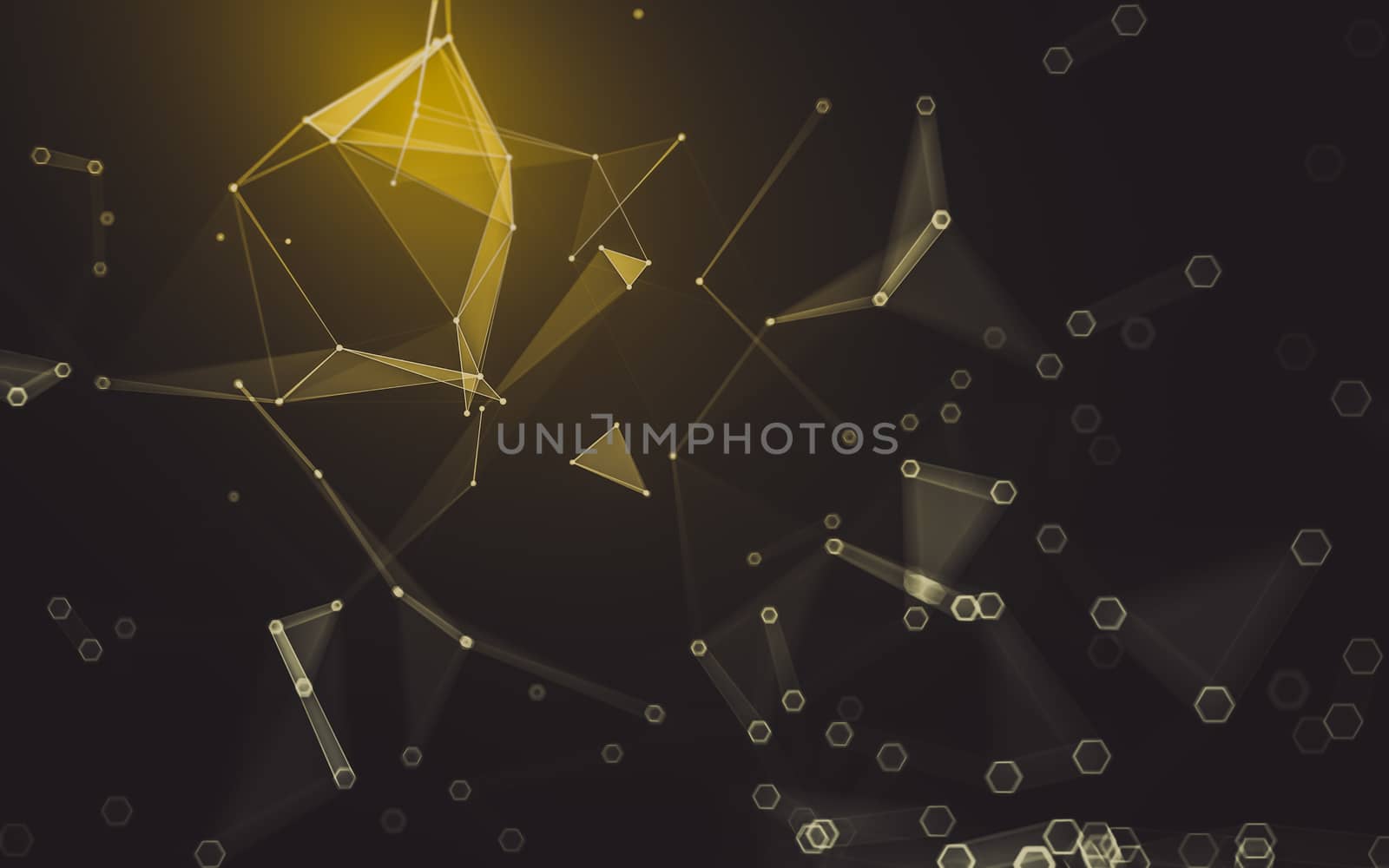 Abstract polygonal space low poly dark background with connecting dots and lines. Connection structure. 3d rendering