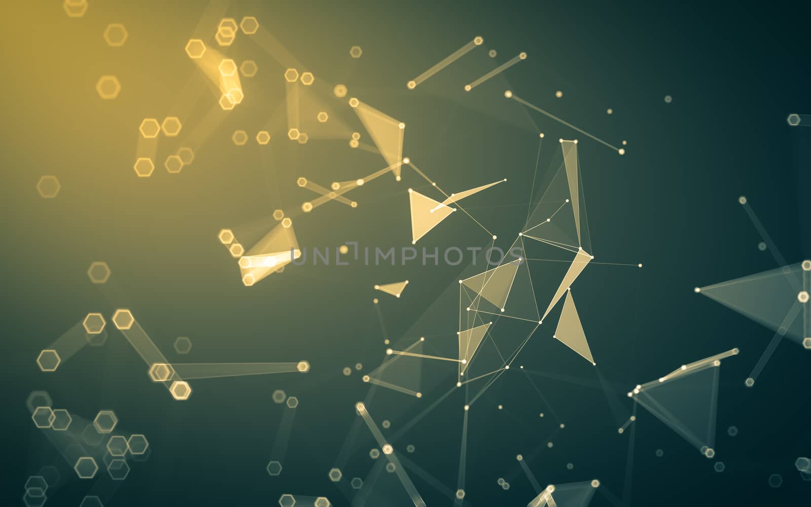 Abstract polygonal space low poly dark background with connecting dots and lines. Connection structure. 3d rendering