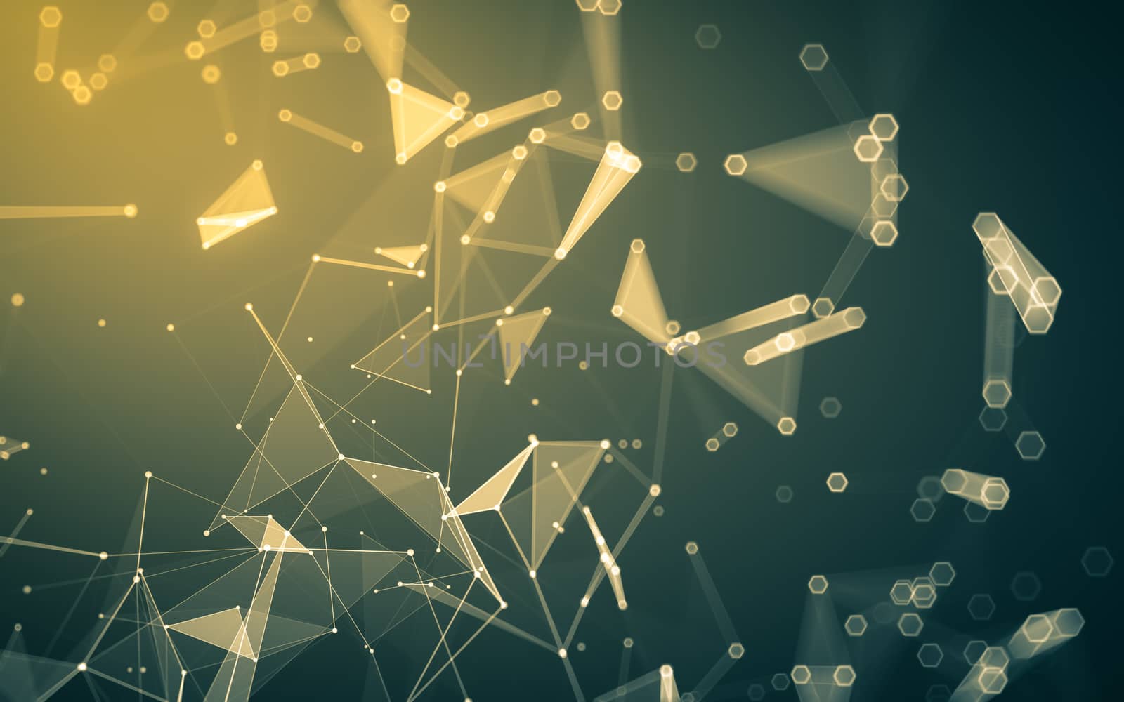 Abstract polygonal space low poly dark background with connecting dots and lines. Connection structure. 3d rendering