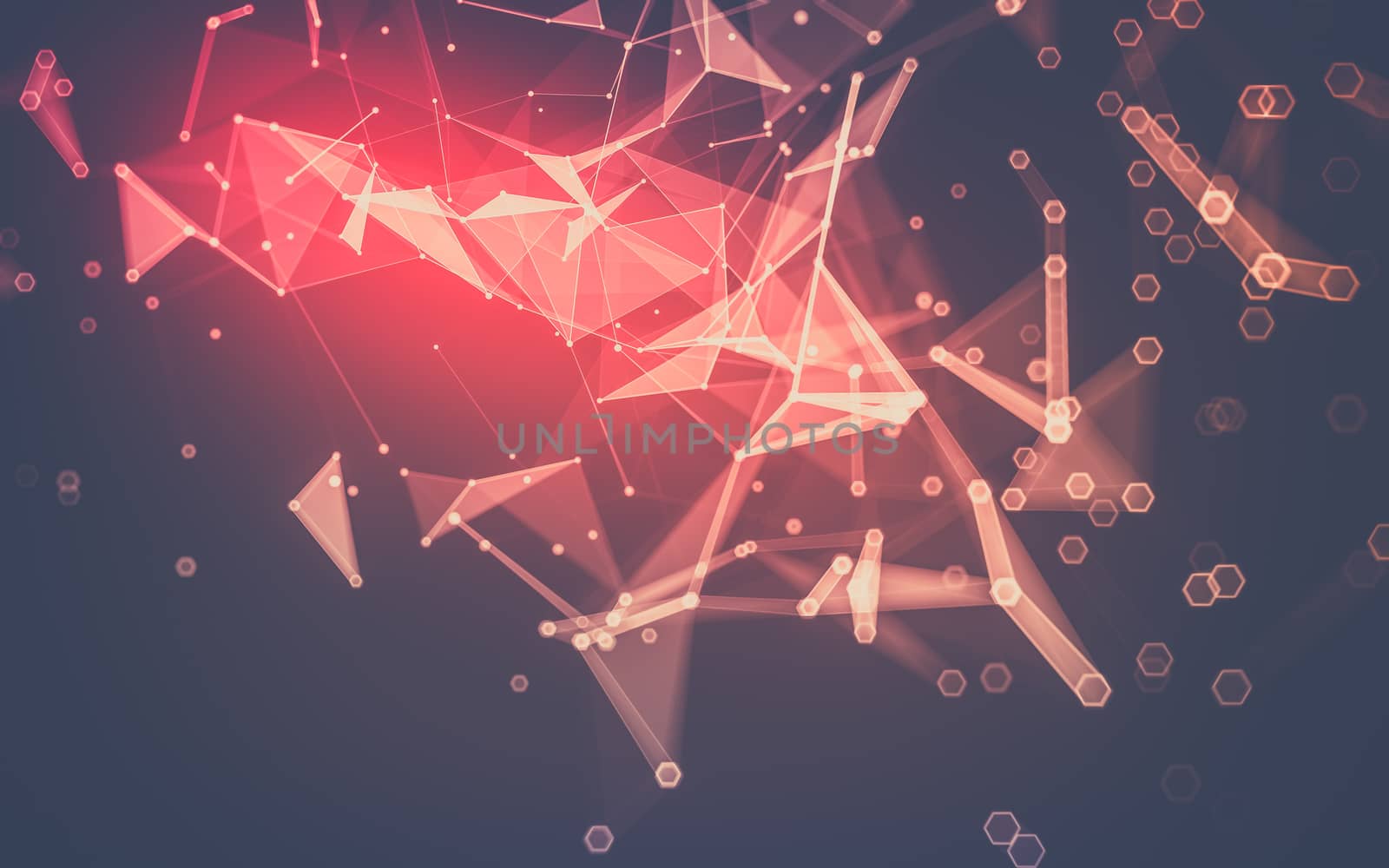 Abstract polygonal space low poly dark background with connecting dots and lines. Connection structure. 3d rendering