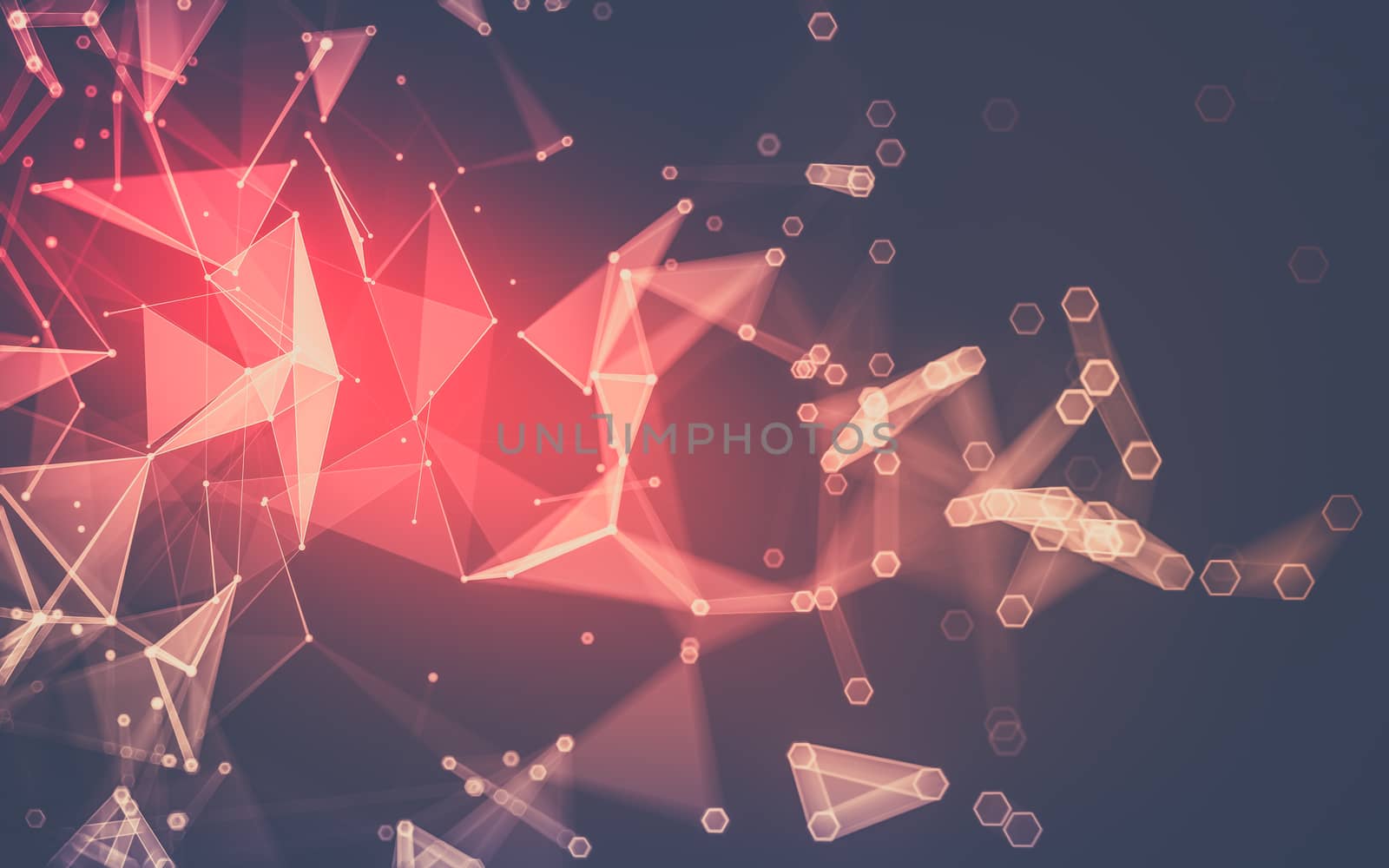 Abstract polygonal space low poly dark background with connecting dots and lines. Connection structure. 3d rendering