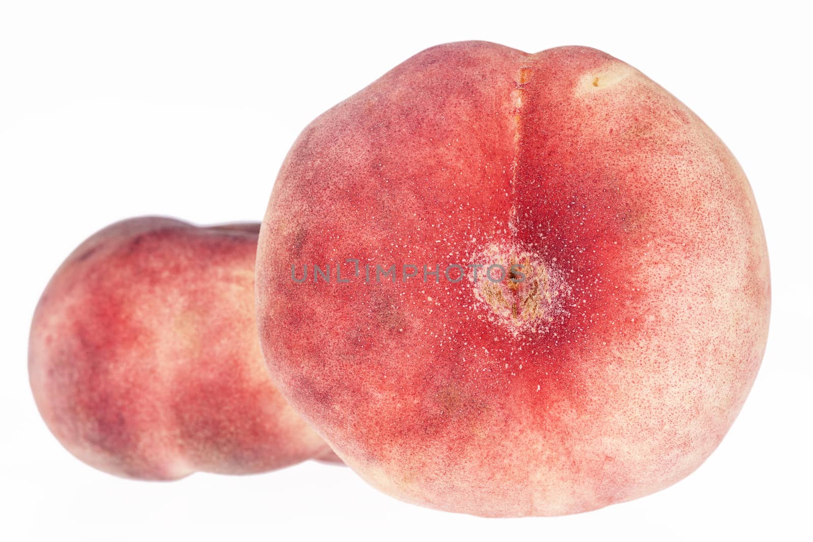 Fruits of Saturn Peach  ( Paraguayos )  isolated on white background .