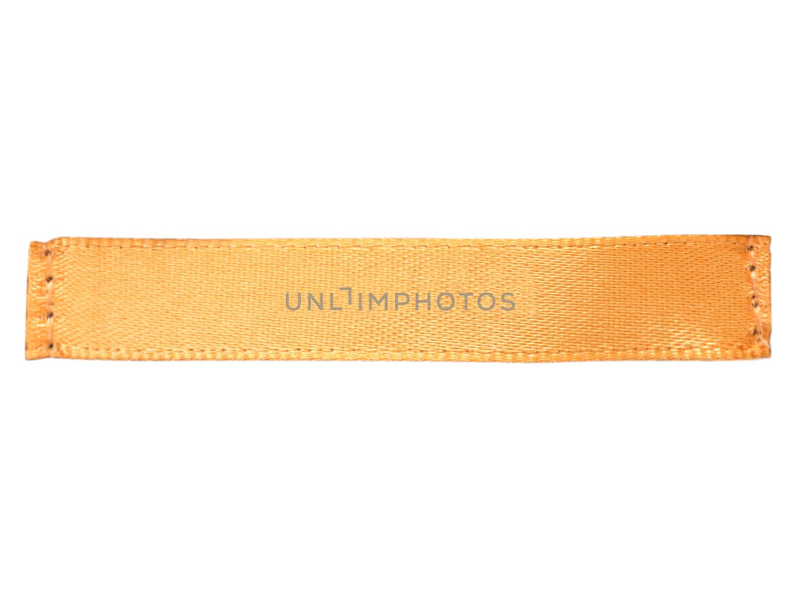 Blank orange clothes silk label - isolated on white background