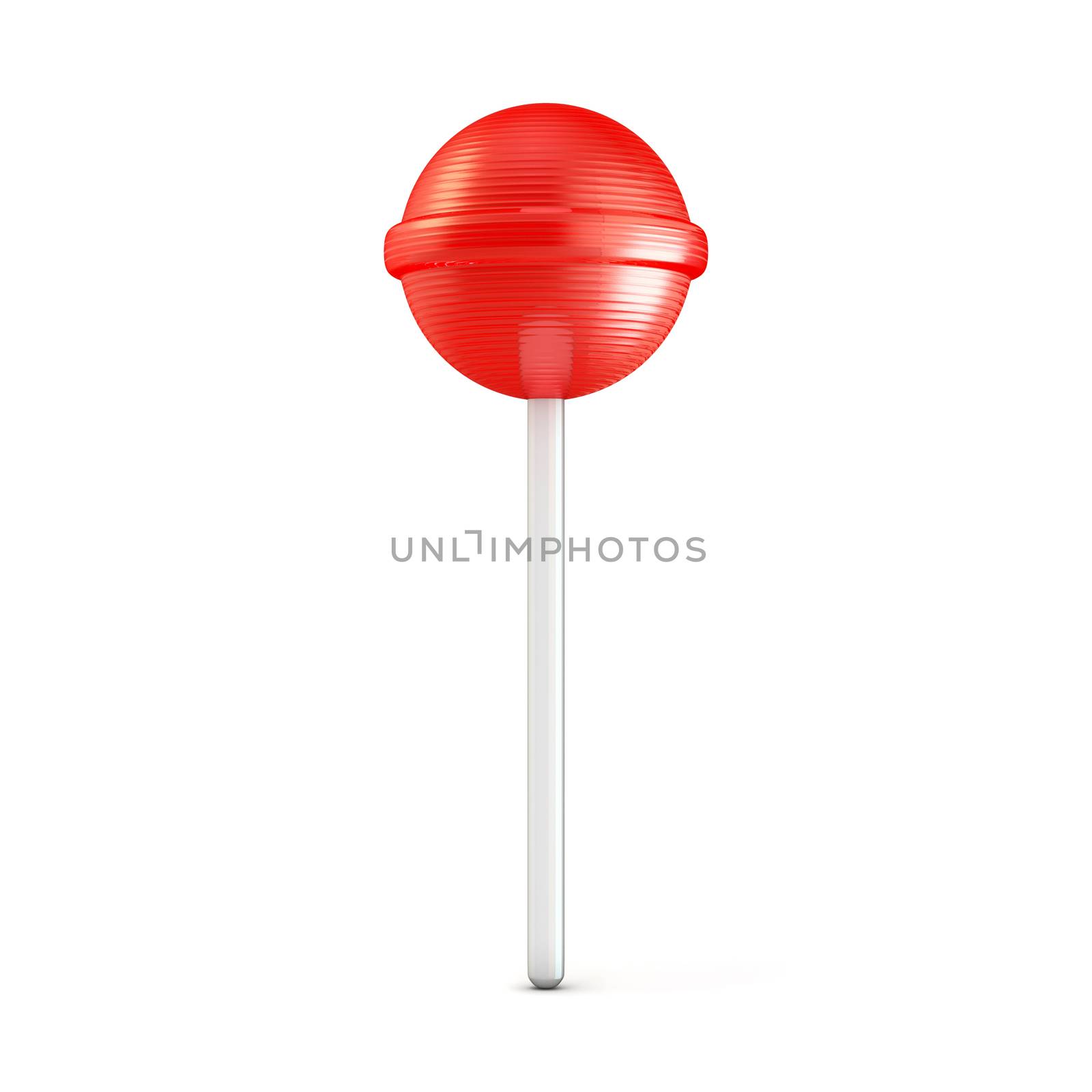 Single red lollipop. 3D render illustration isolated on white background