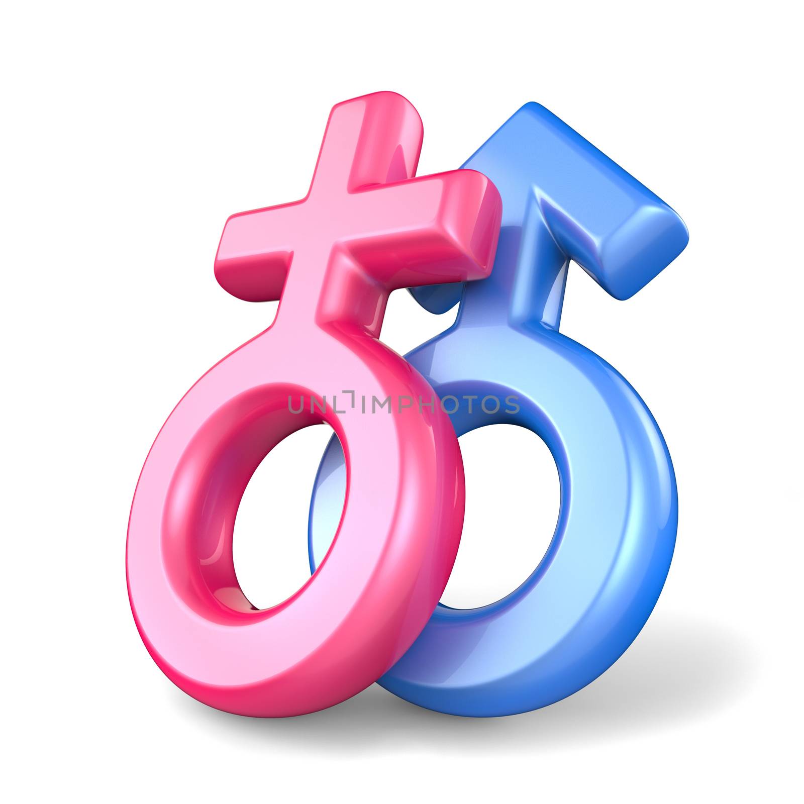 Pink female and blue male sex symbols. Mars and Venus symbols. 3 by djmilic