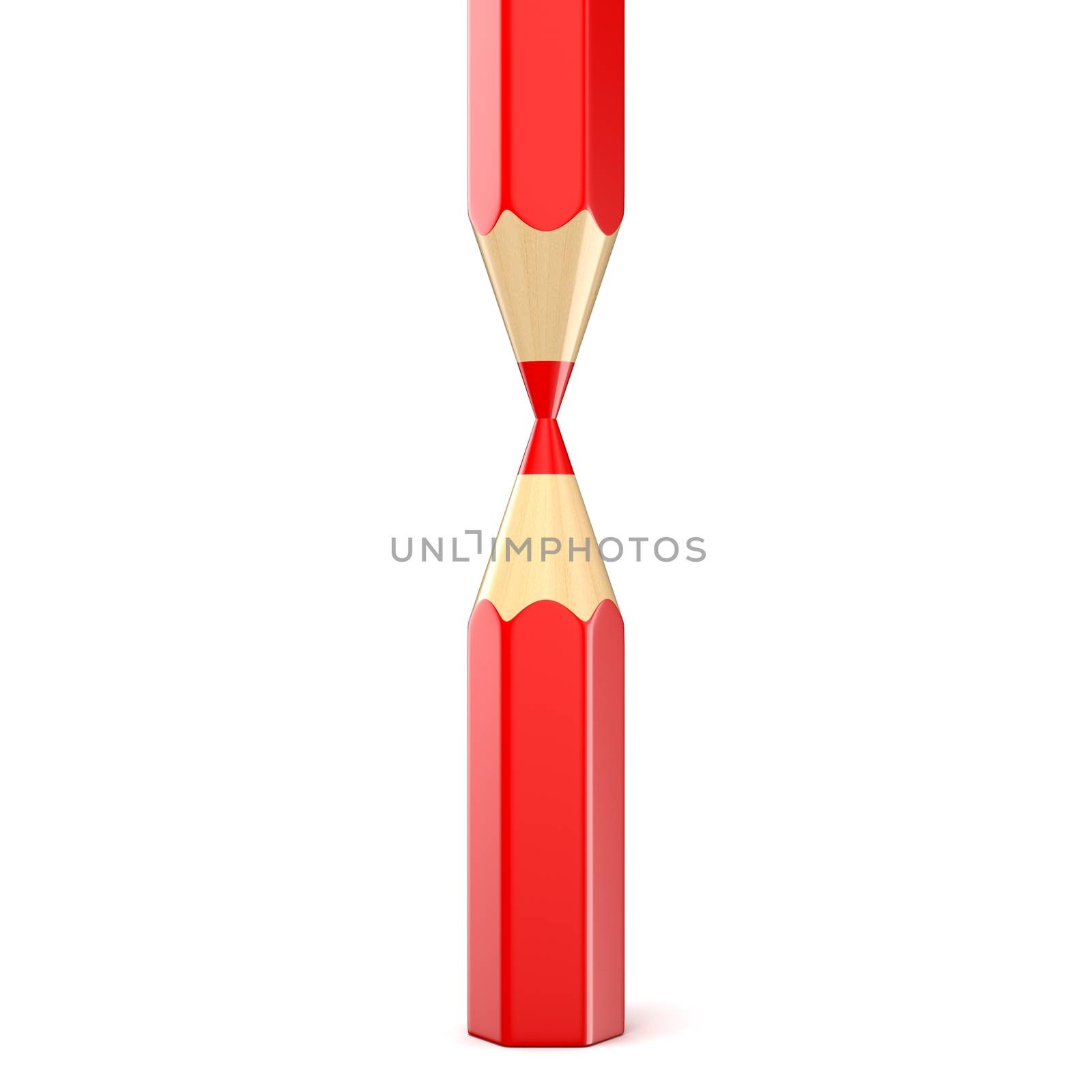 Red pencils timber. Education, back to school concept. 3D render illustration isolated on white background