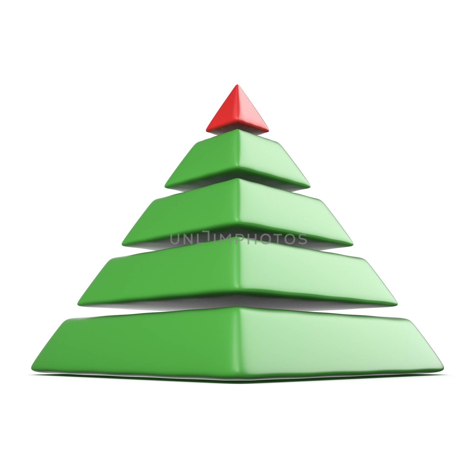 Pyramid with five levels.Top red pyramid. 3D by djmilic