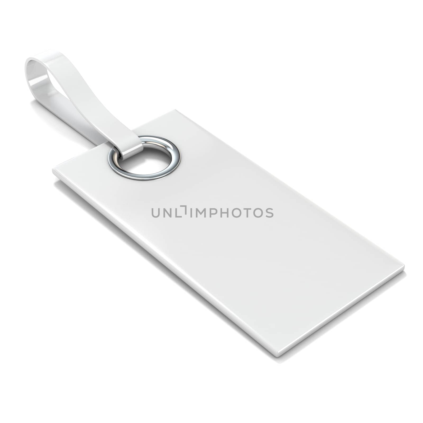 White plastic label. 3D render illustration isolated on white background