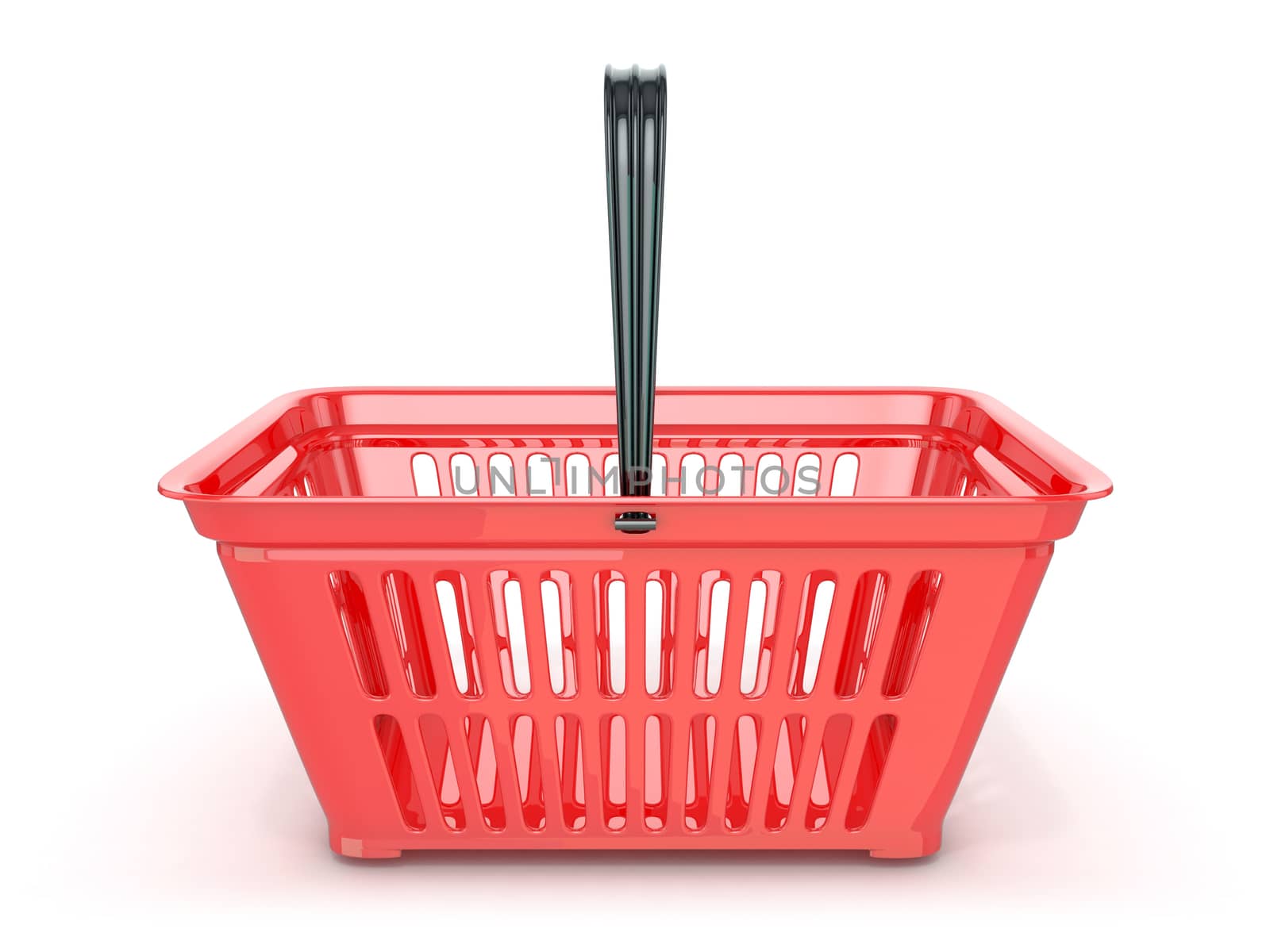 Red shopping basket, front view. 3D by djmilic