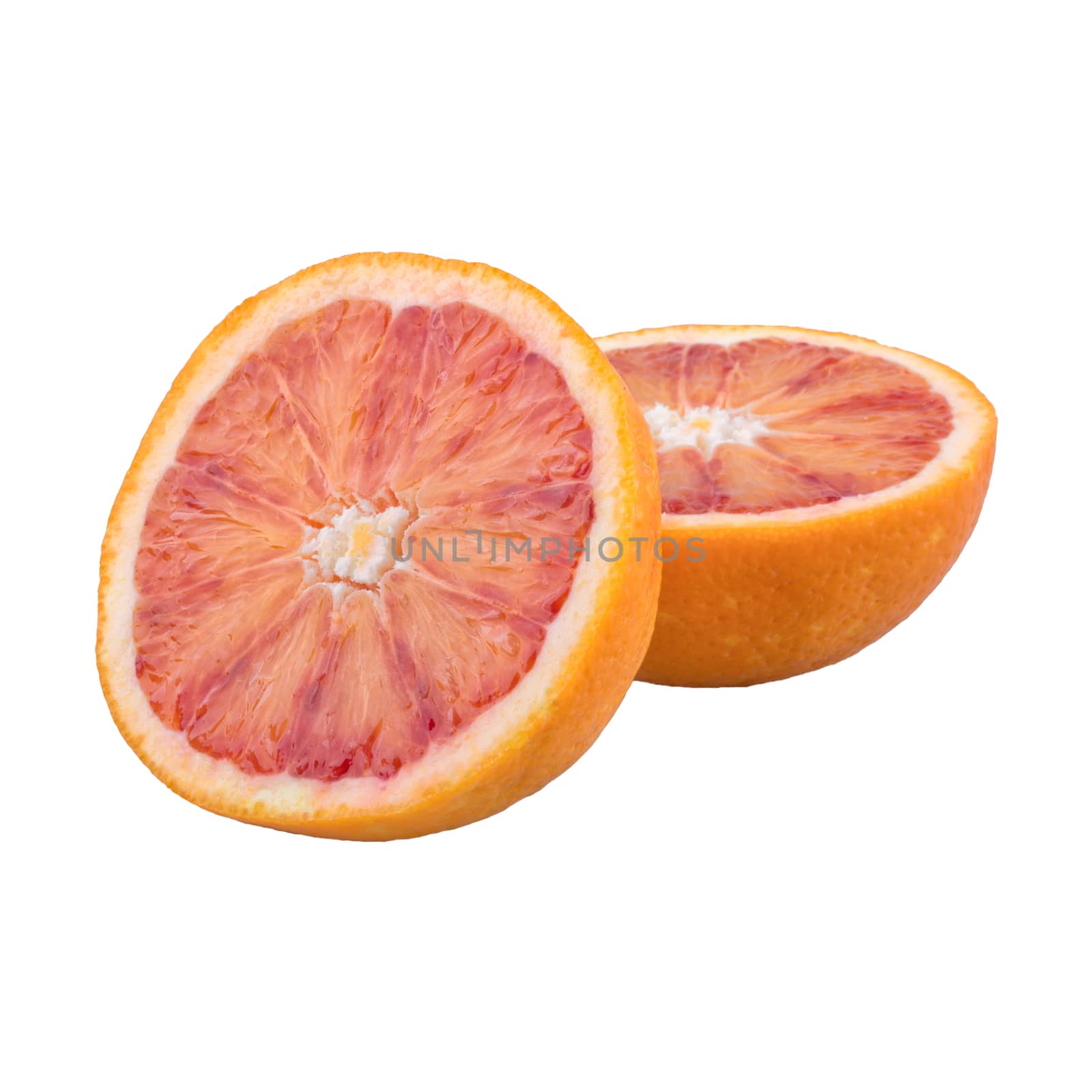 Cut orange isolated on a white background
