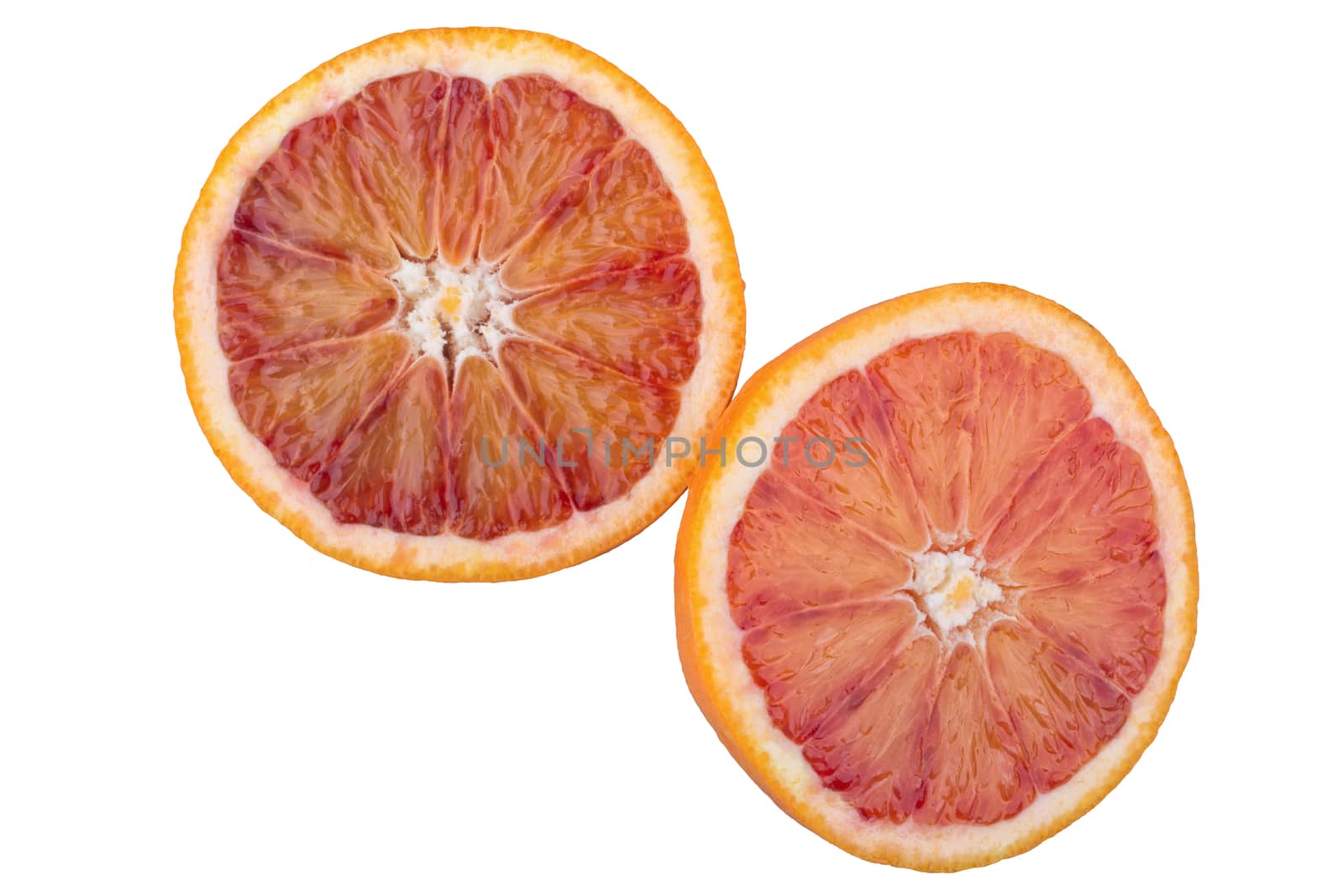 Cut orange isolated on a white background