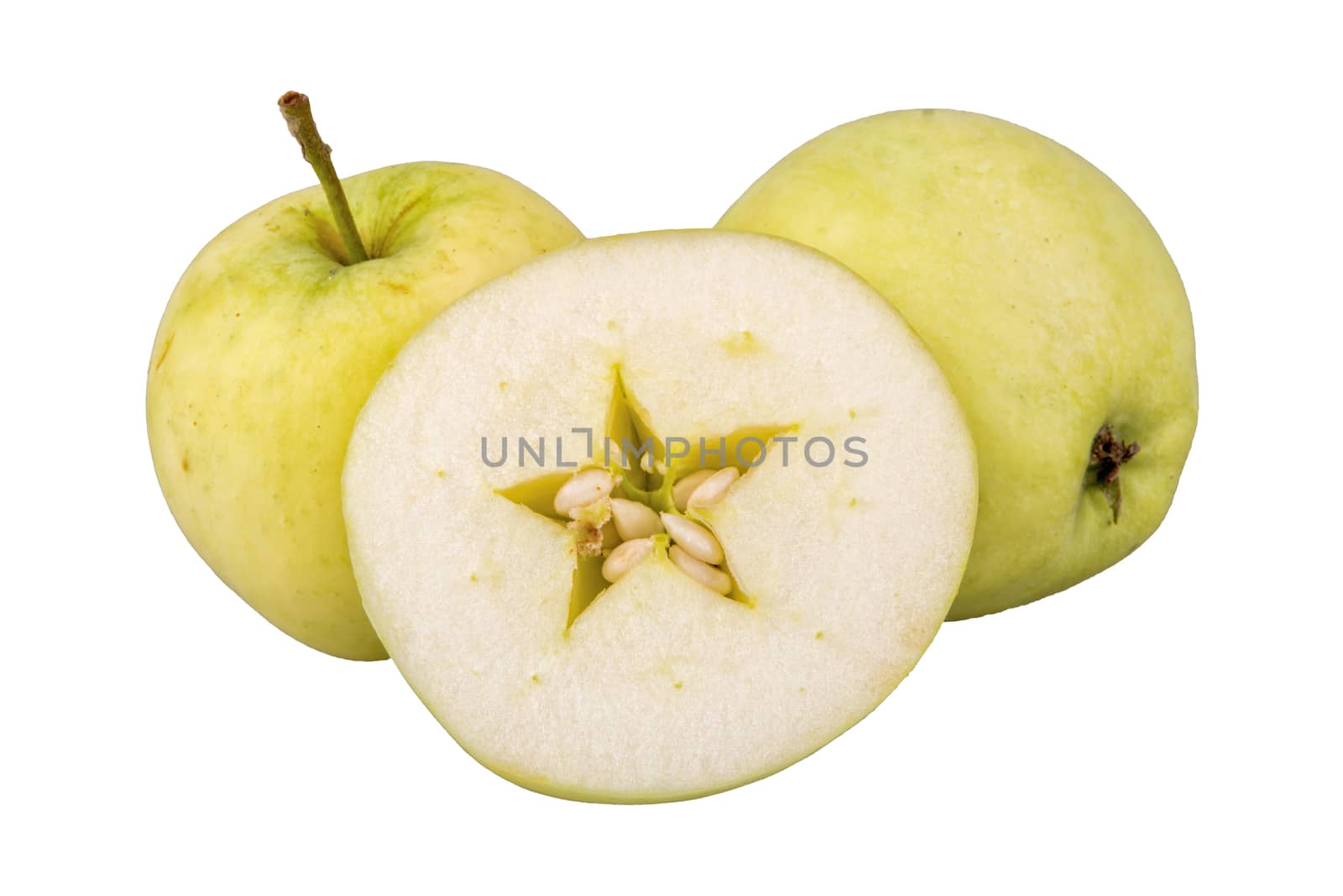 Fresh green apples isolated on a white background