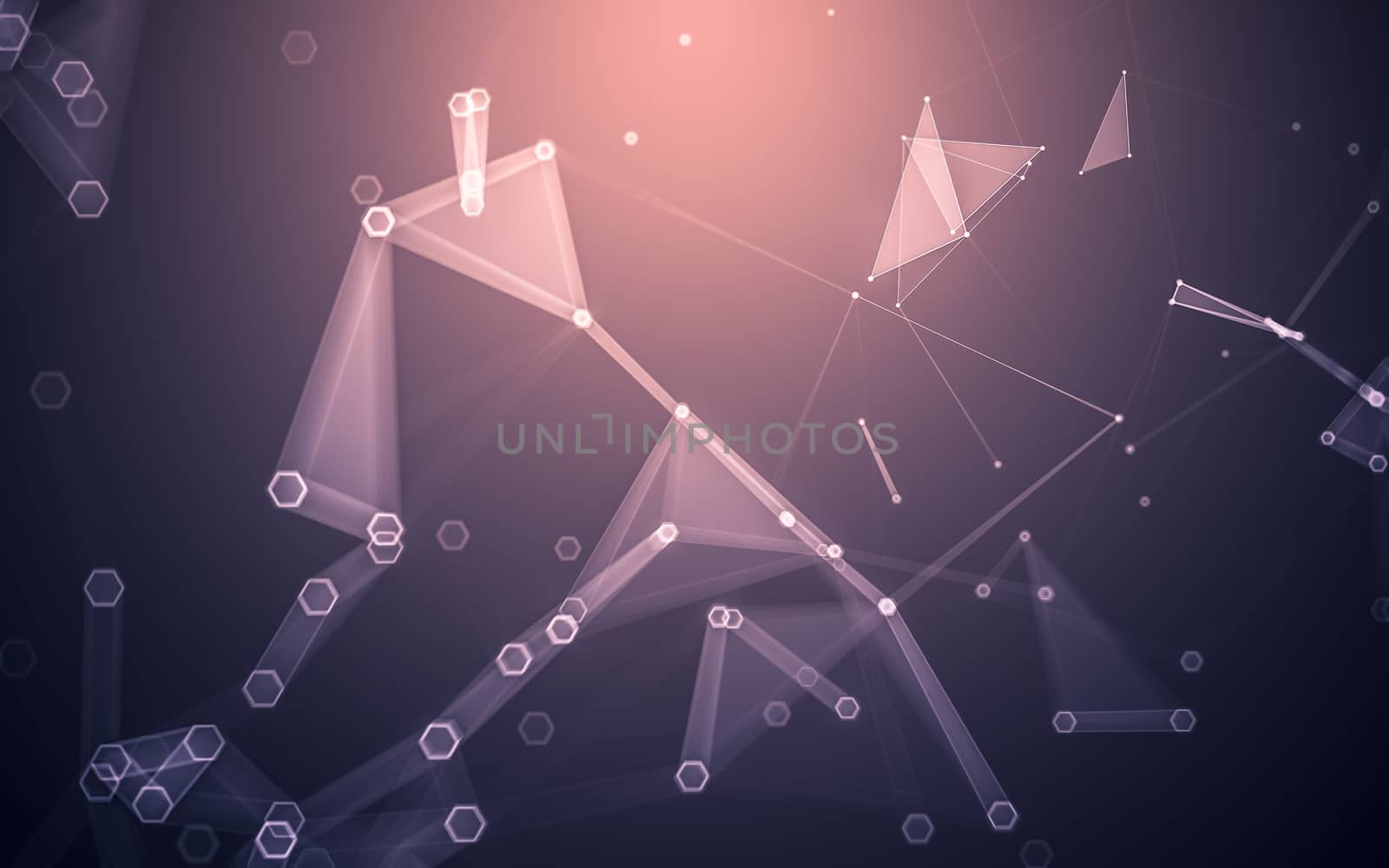 Abstract polygonal space low poly dark background with connecting dots and lines. Connection structure. 3d rendering