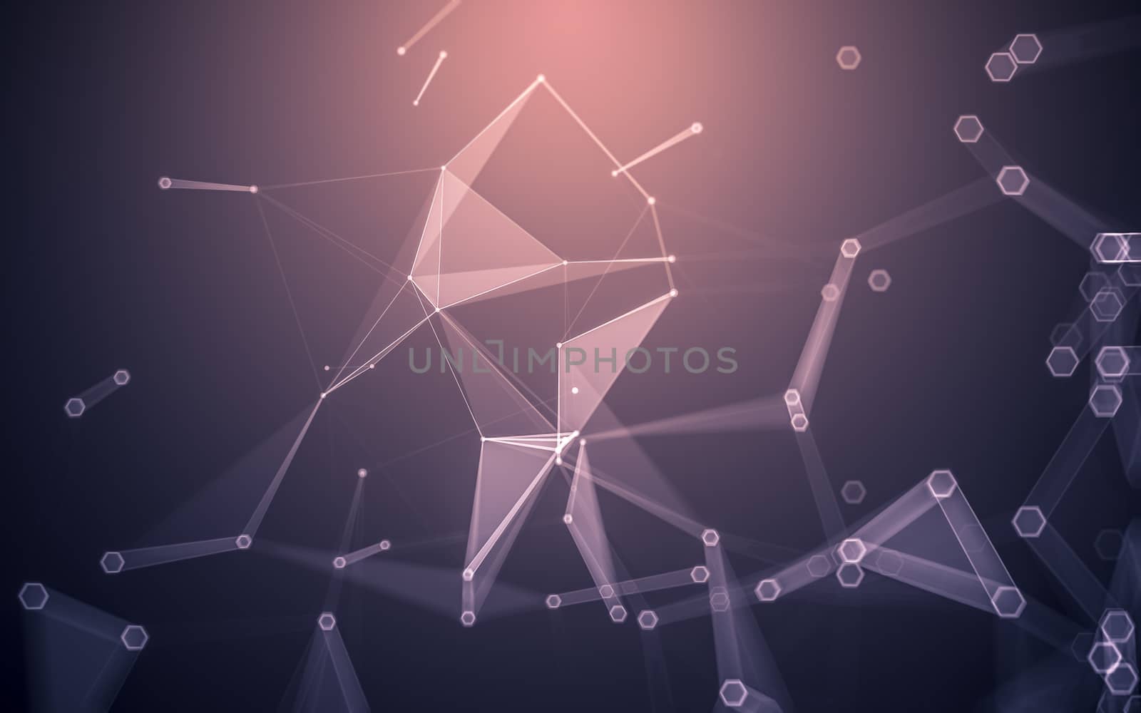 Abstract polygonal space low poly dark background with connecting dots and lines. Connection structure. 3d rendering