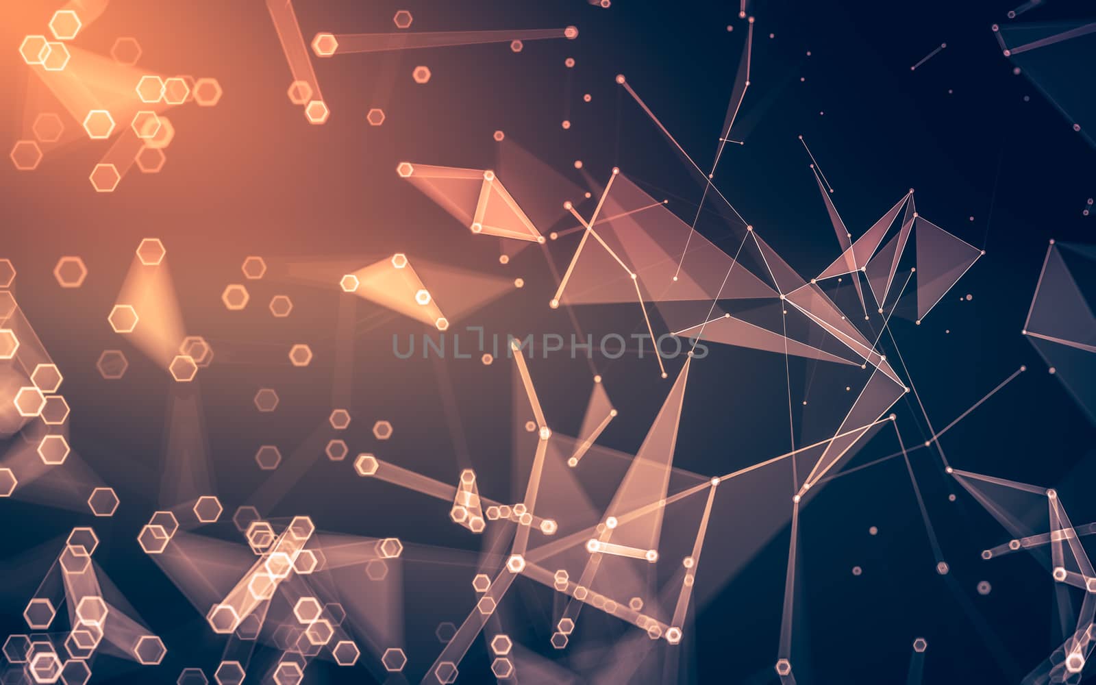 Abstract polygonal space low poly dark background with connecting dots and lines. Connection structure. 3d rendering