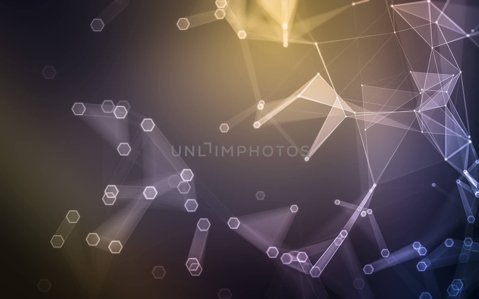 Abstract polygonal space low poly dark background with connecting dots and lines. Connection structure. 3d rendering