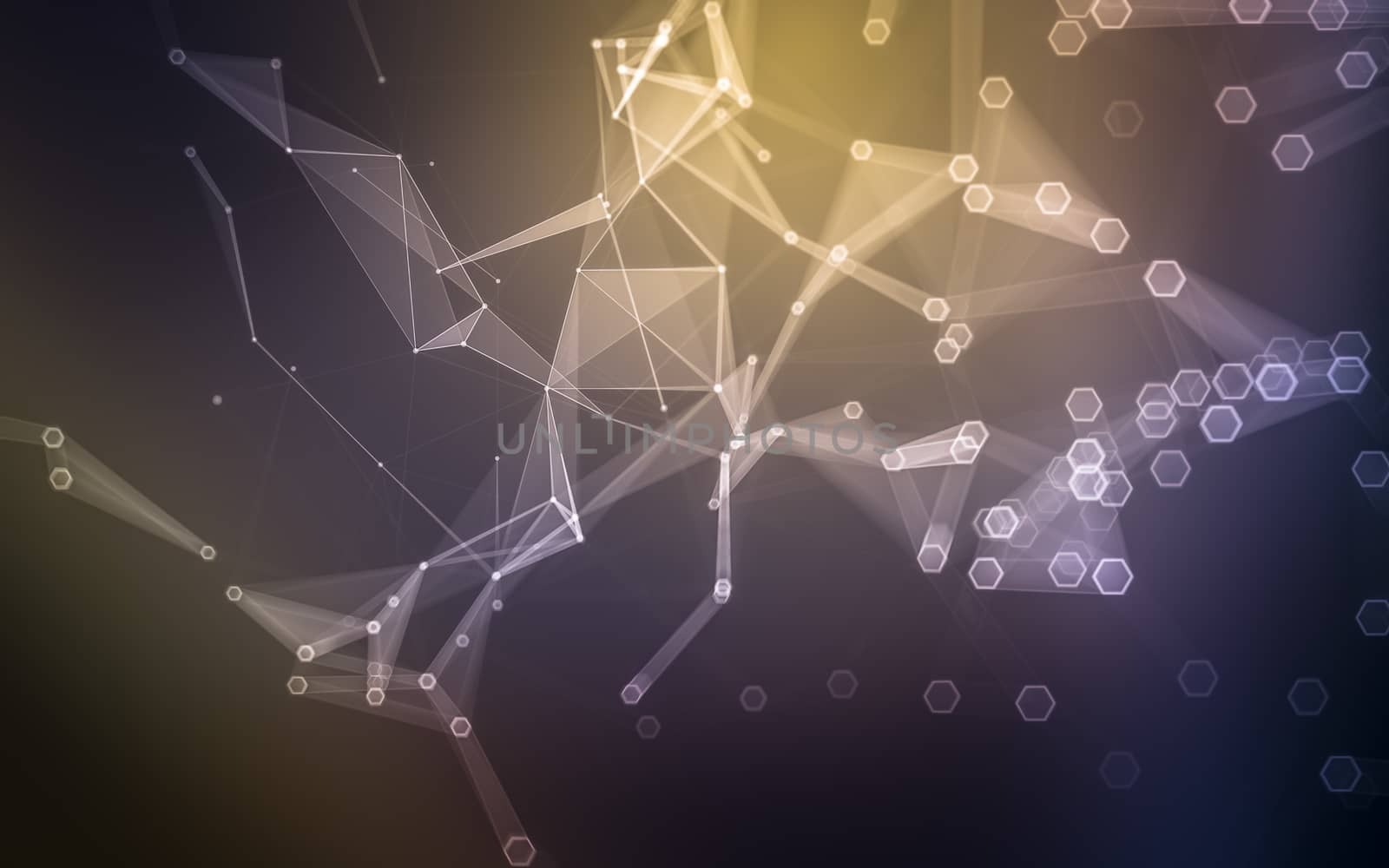 Abstract polygonal space low poly dark background with connecting dots and lines. Connection structure. 3d rendering