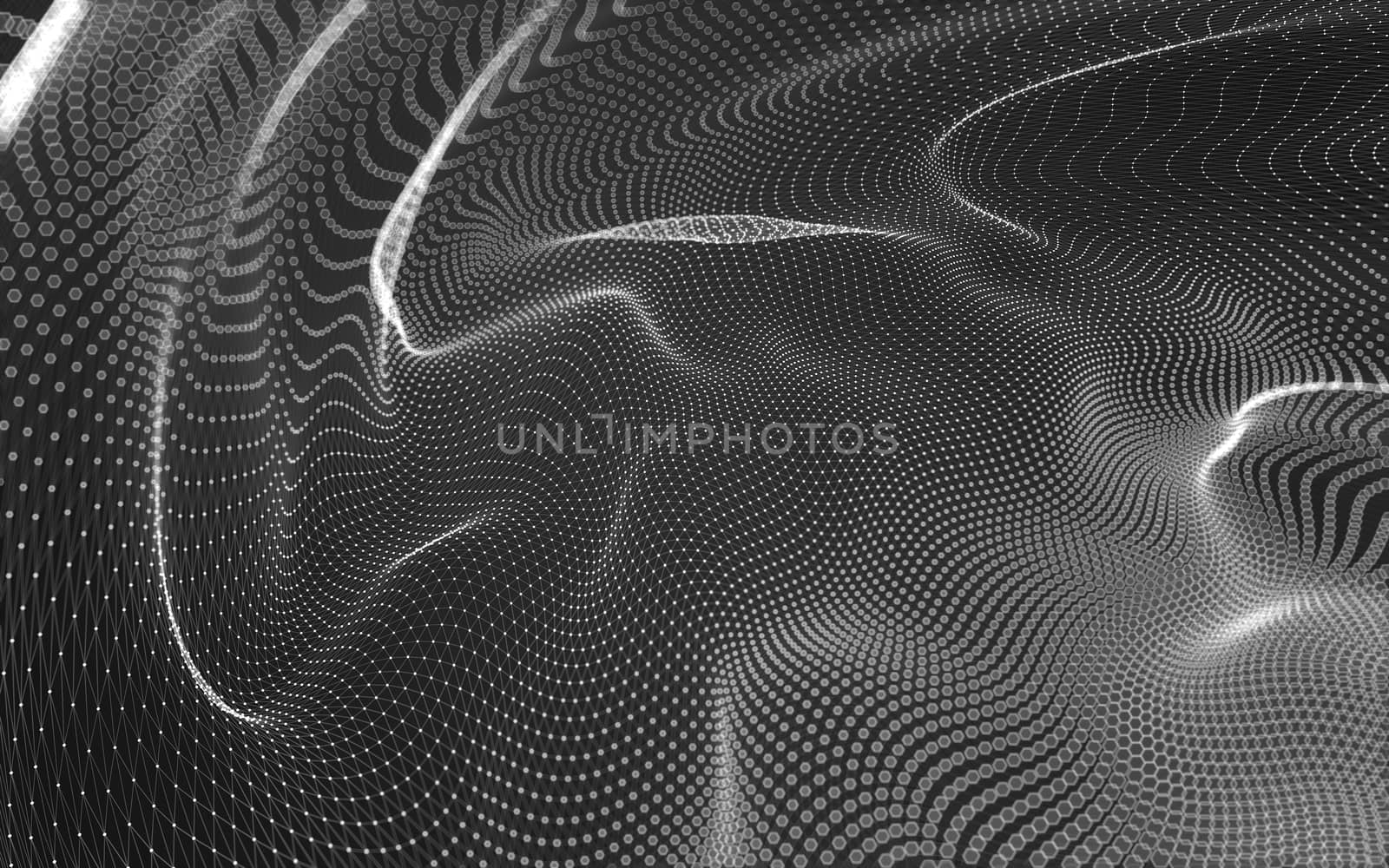 Abstract polygonal space low poly dark background with connecting dots and lines. Connection structure. 3d rendering