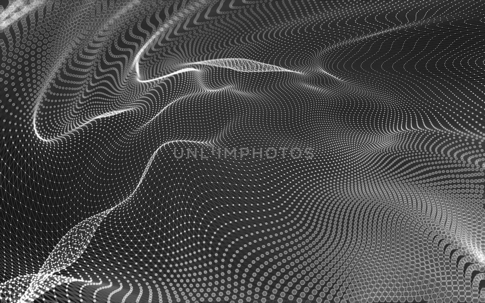 Abstract polygonal space low poly dark background with connecting dots and lines. Connection structure. 3d rendering