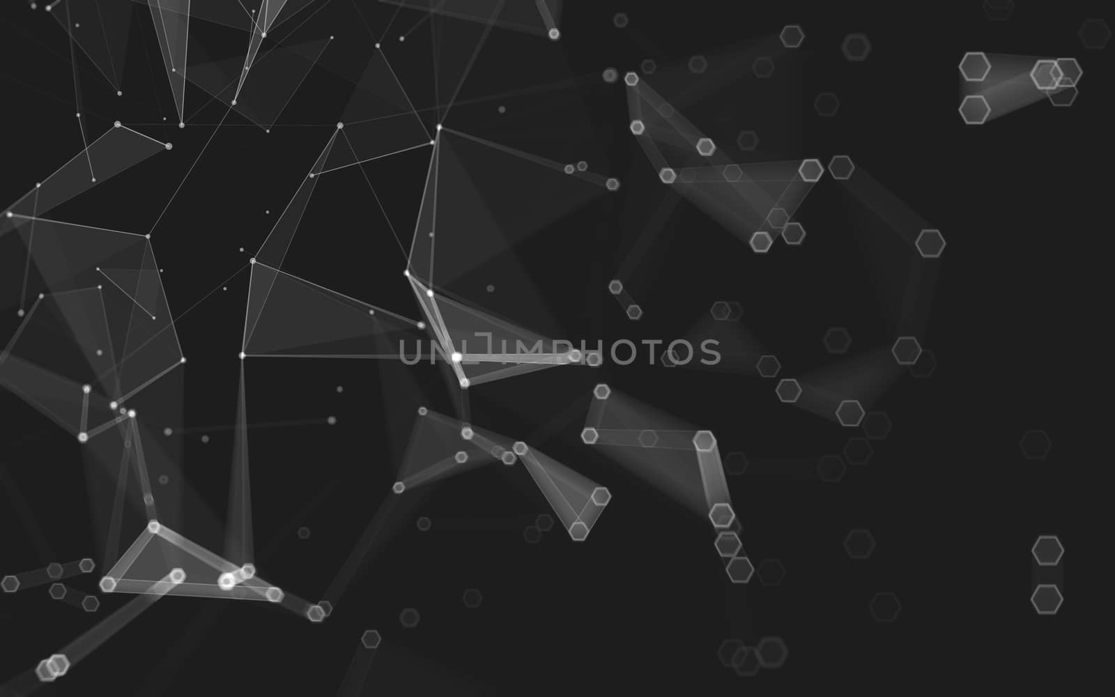 Abstract polygonal space low poly dark background with connecting dots and lines. Connection structure. 3d rendering