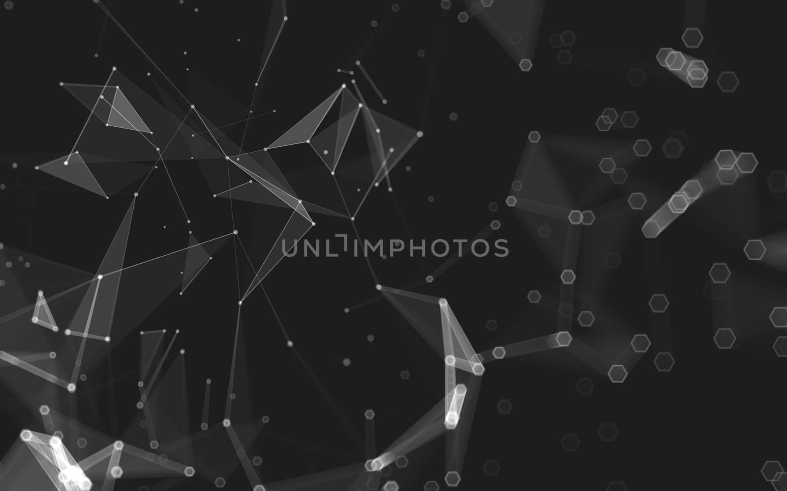 Abstract polygonal space low poly dark background with connecting dots and lines. Connection structure. 3d rendering