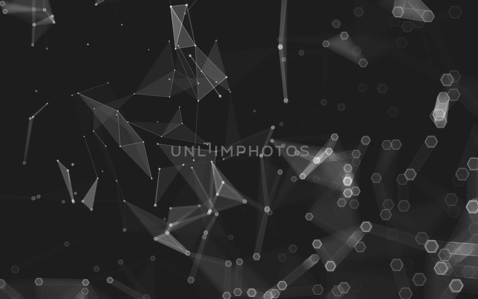 Abstract polygonal space low poly dark background with connecting dots and lines. Connection structure. 3d rendering