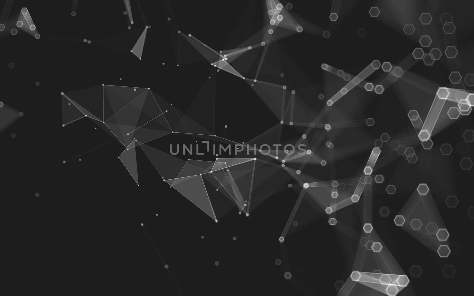 Abstract polygonal space low poly dark background with connecting dots and lines. Connection structure. 3d rendering