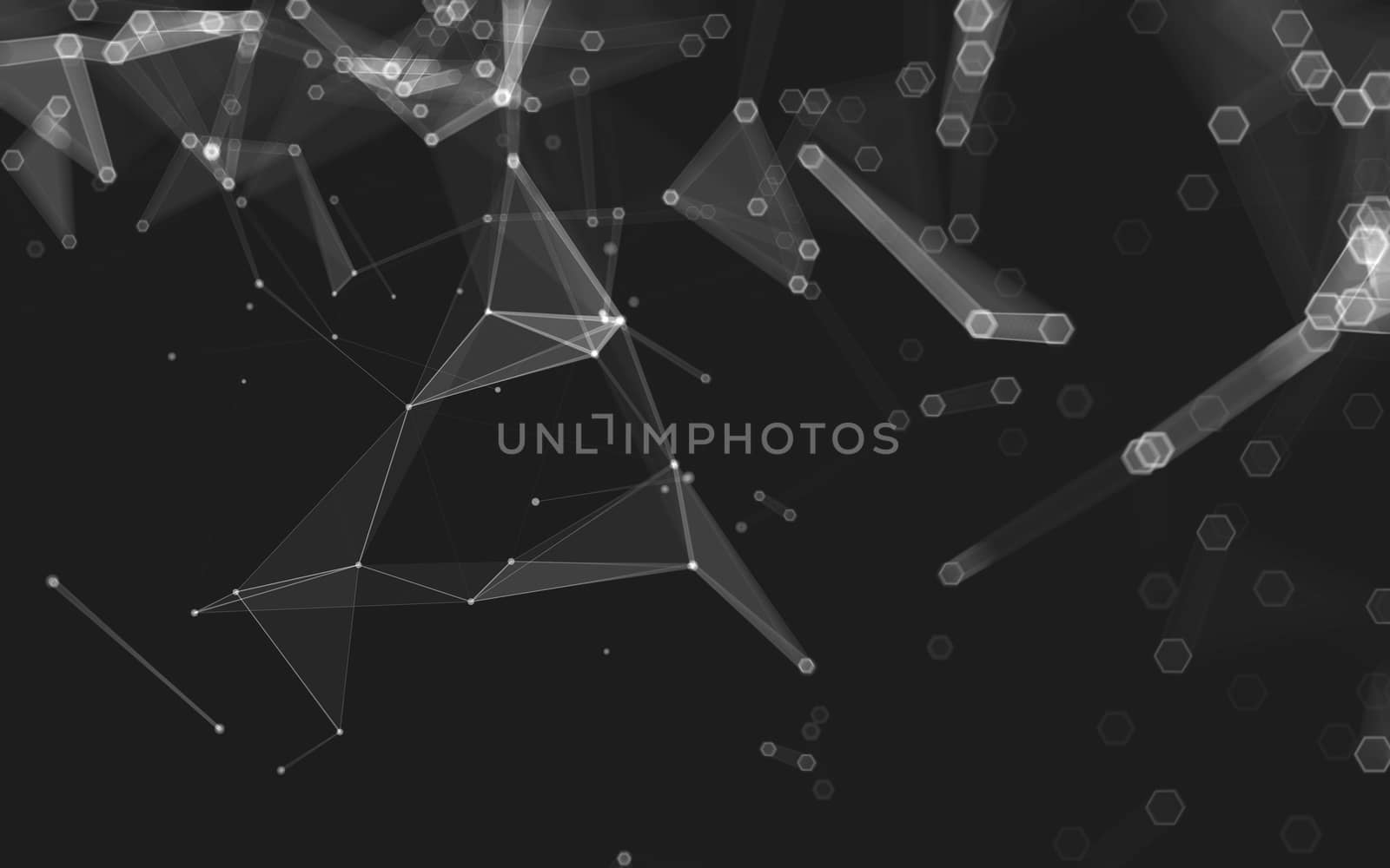 Abstract polygonal space low poly dark background with connecting dots and lines. Connection structure. 3d rendering