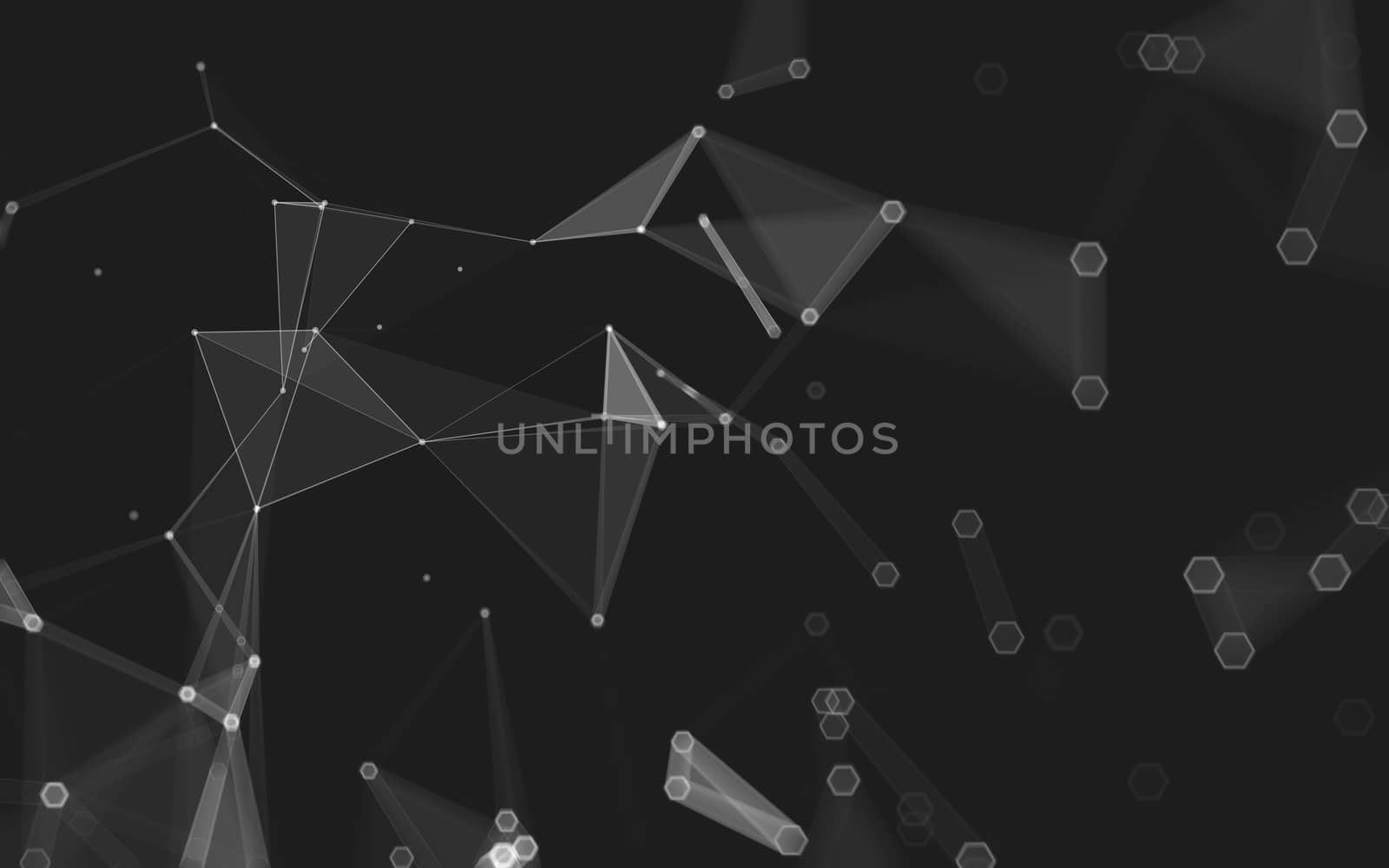 Abstract polygonal space low poly dark background with connecting dots and lines. Connection structure. 3d rendering