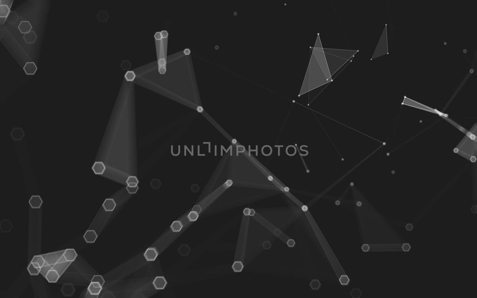 Abstract polygonal space low poly dark background with connecting dots and lines. Connection structure. 3d rendering