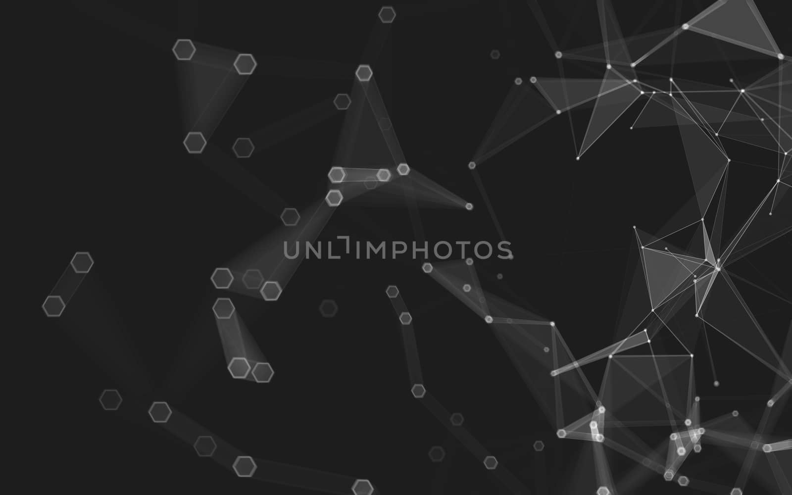 Abstract polygonal space low poly dark background with connecting dots and lines. Connection structure. 3d rendering