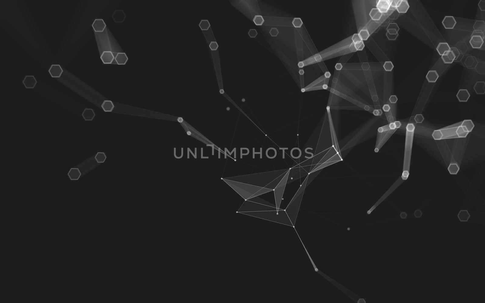 Abstract polygonal space low poly dark background, 3d rendering by teerawit