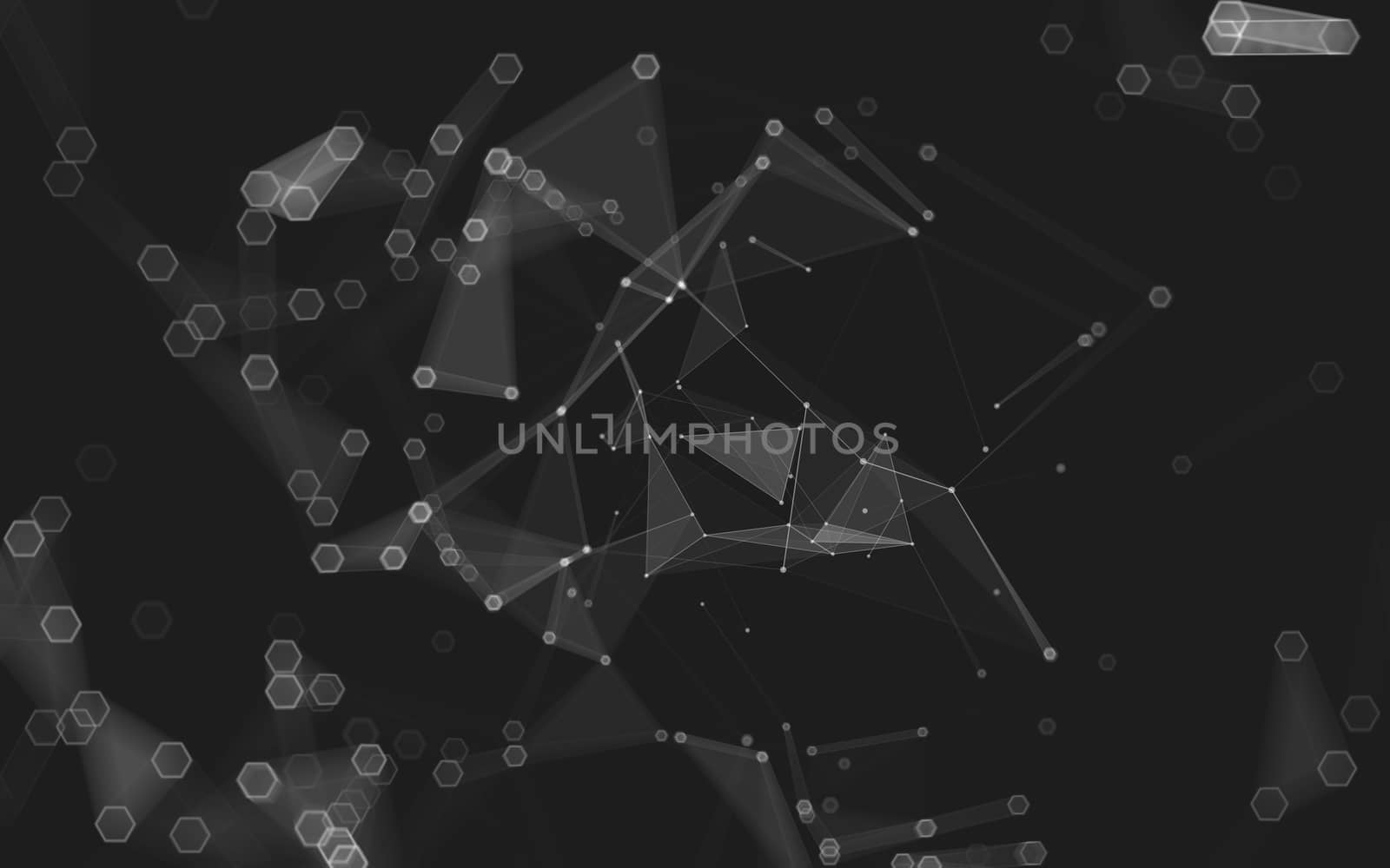 Abstract polygonal space low poly dark background, 3d rendering by teerawit