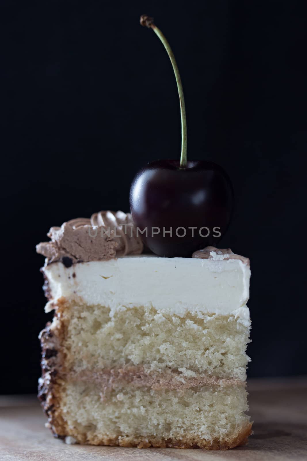 slice of cake with cherry on top by liwei12