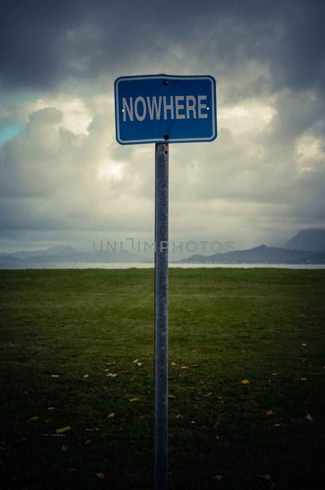 Conceptual Image Of A 'Nowhere' Sign In An Empty Wilderness