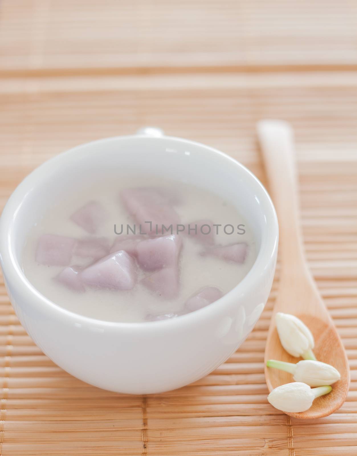 Bua Loi , Thai dessert with taro flour and coconut milk by punsayaporn