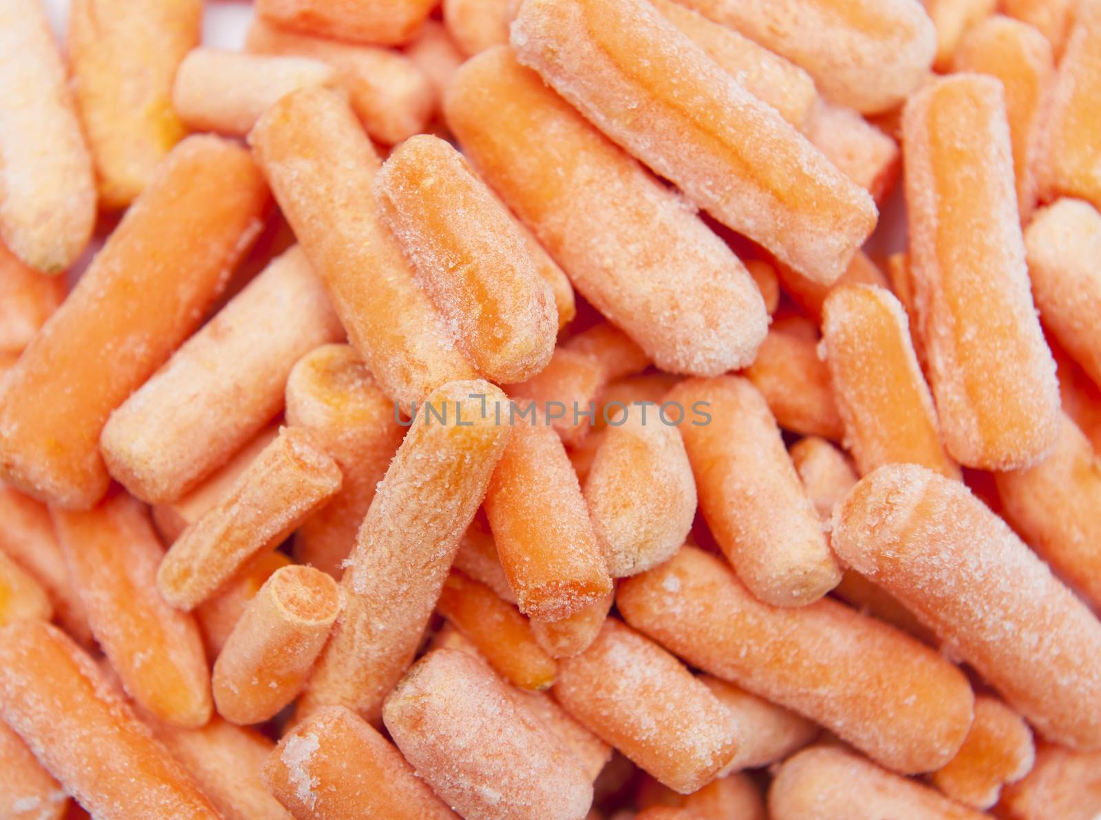Close up of frozen carrot